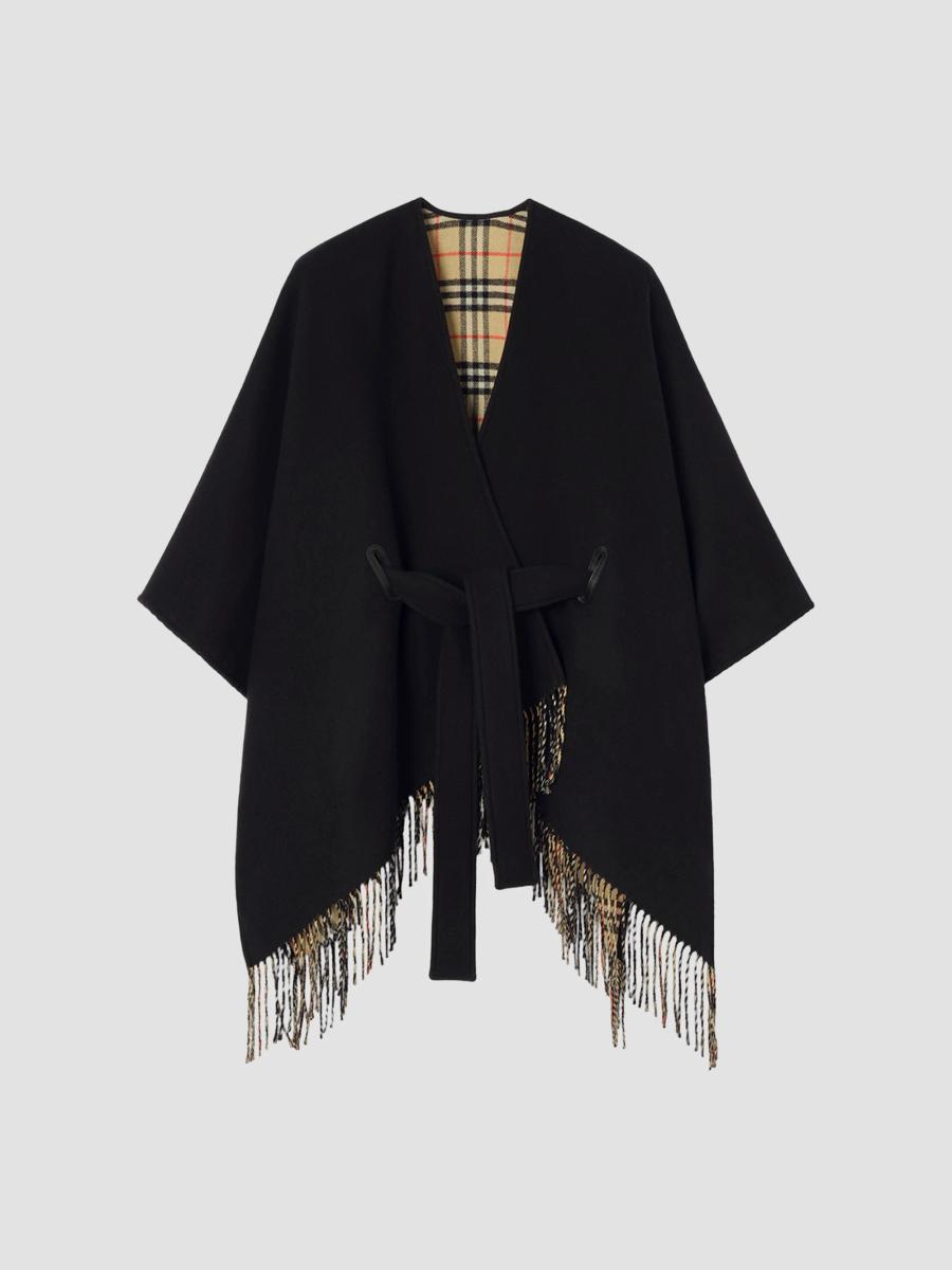 Burberry Women's Tay Wool Cape In Black Sand