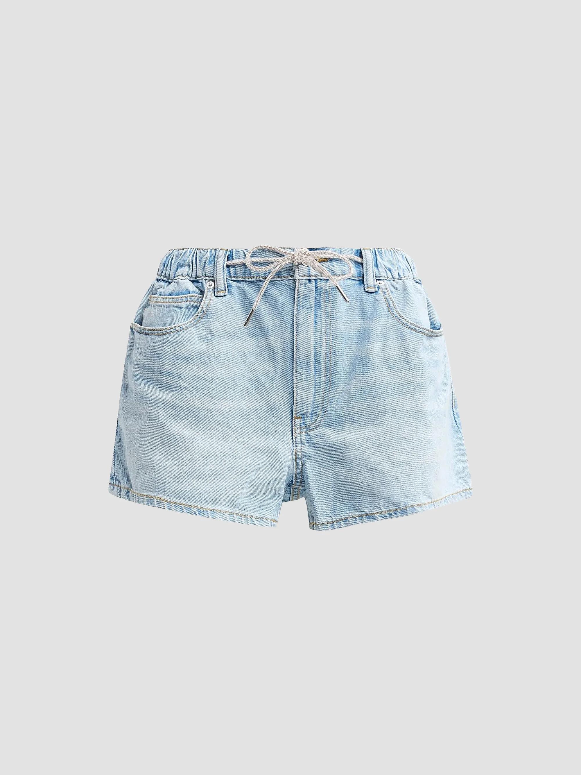 Alexander Wang Bite Logo Denim Shorts | Saks Fifth Avenue