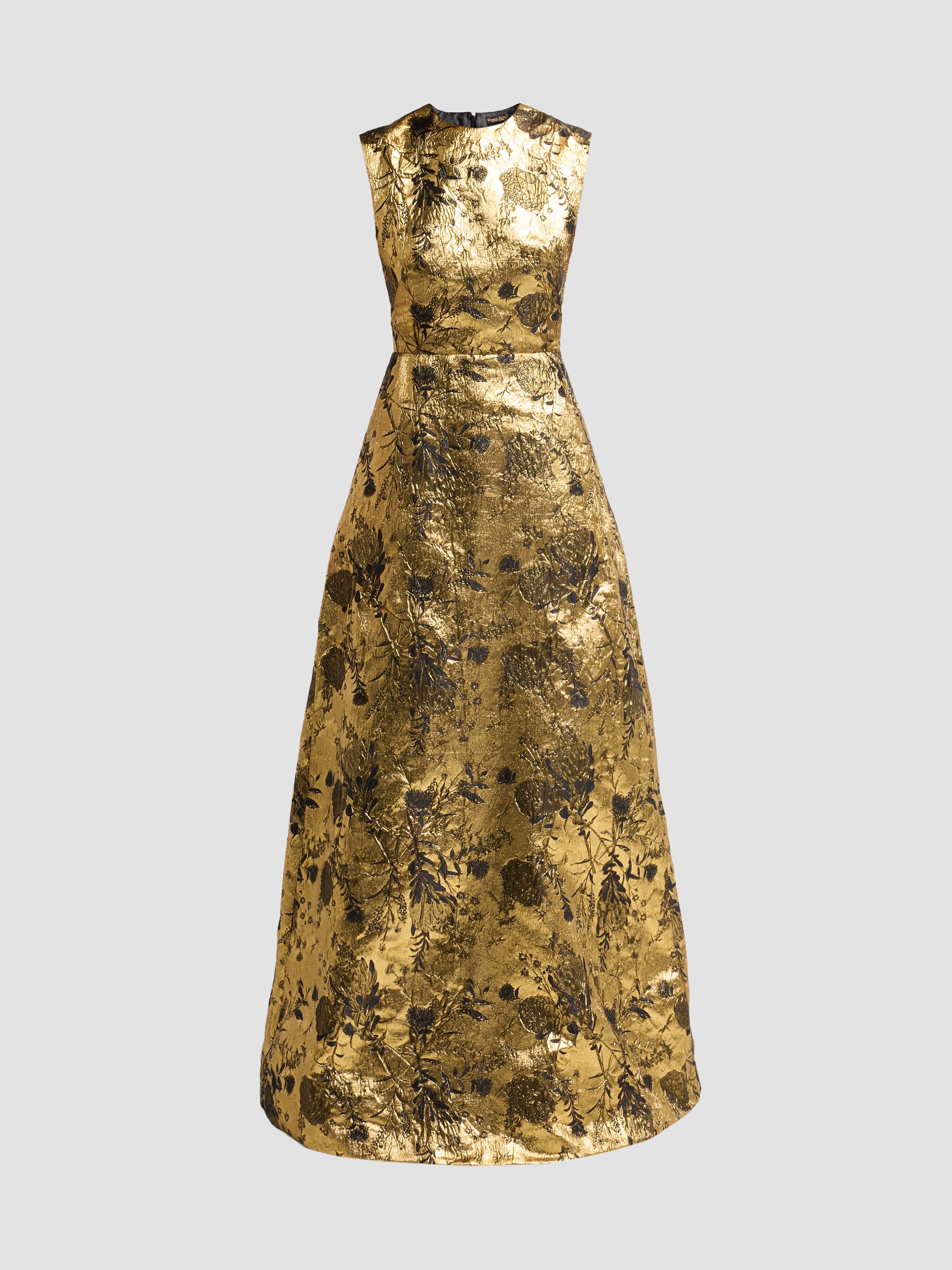 Women's Gold Designer Florals & Prints Dresses