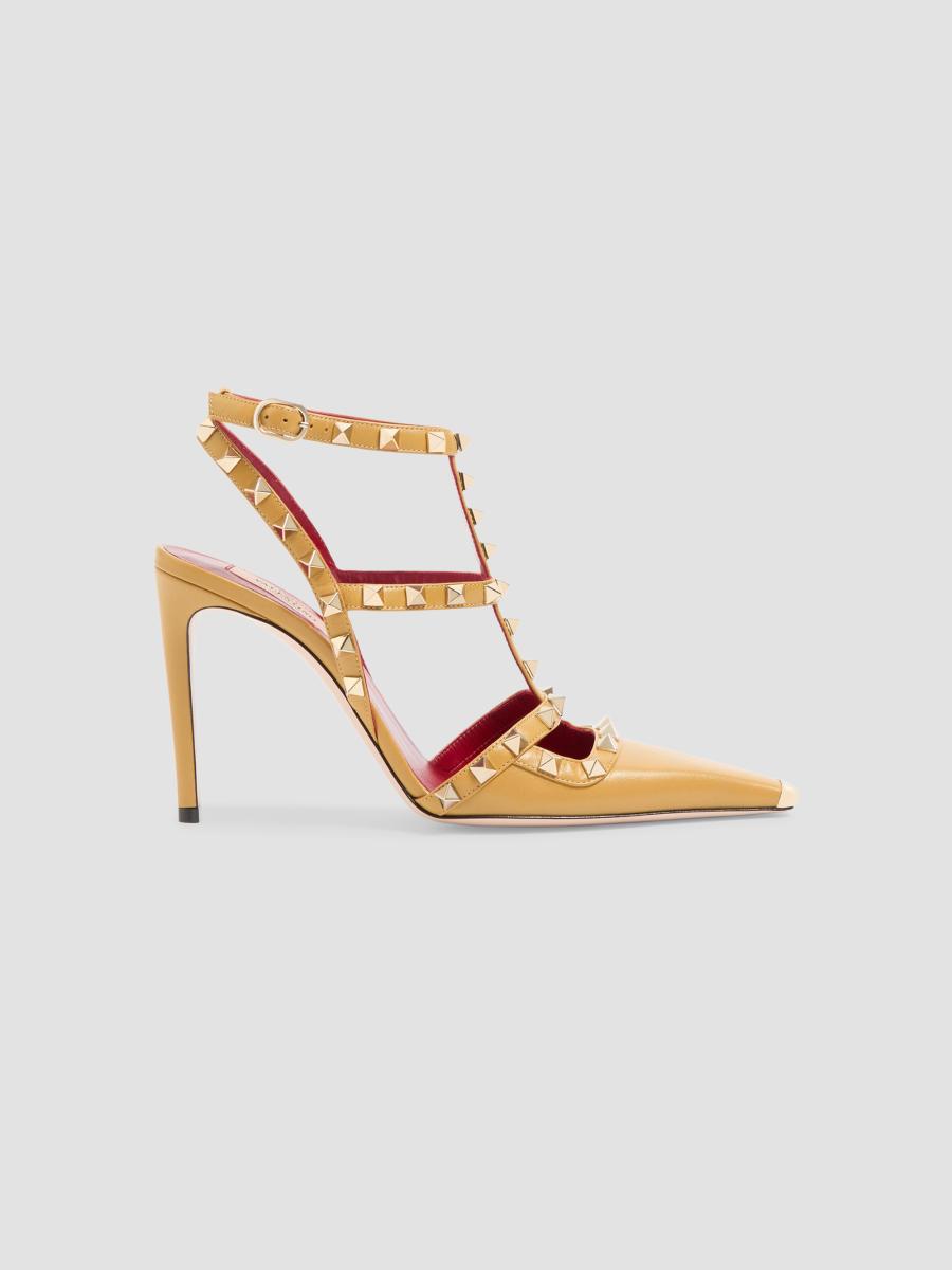 Valentino Garavani Women's Rockstud Kidskin 100mm Pumps In Ochre