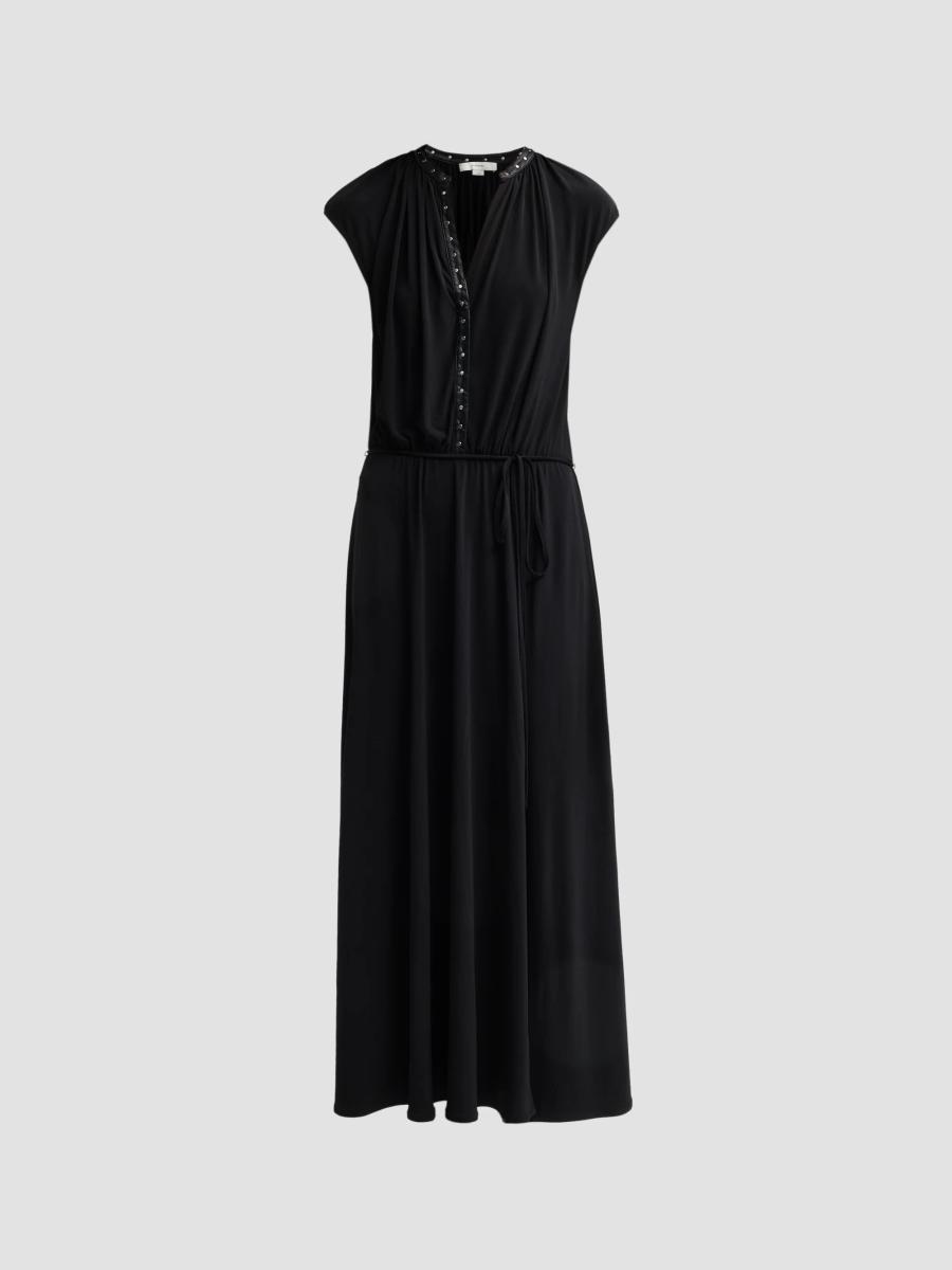 Vince Women's Tie-waist Studded Midi Dress In Black