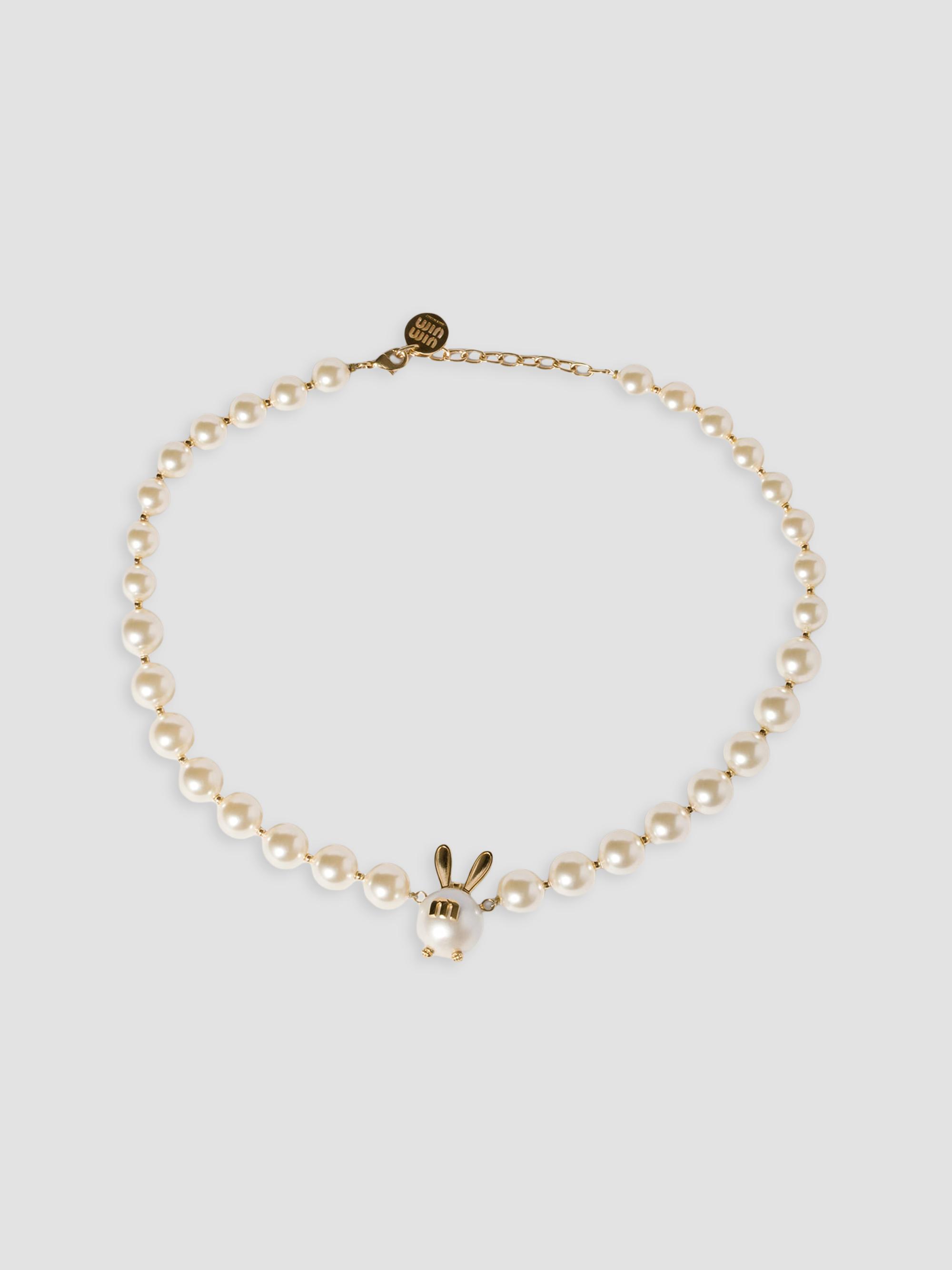 Miu Miu Women's Metal and Pearl Necklace - White Multi