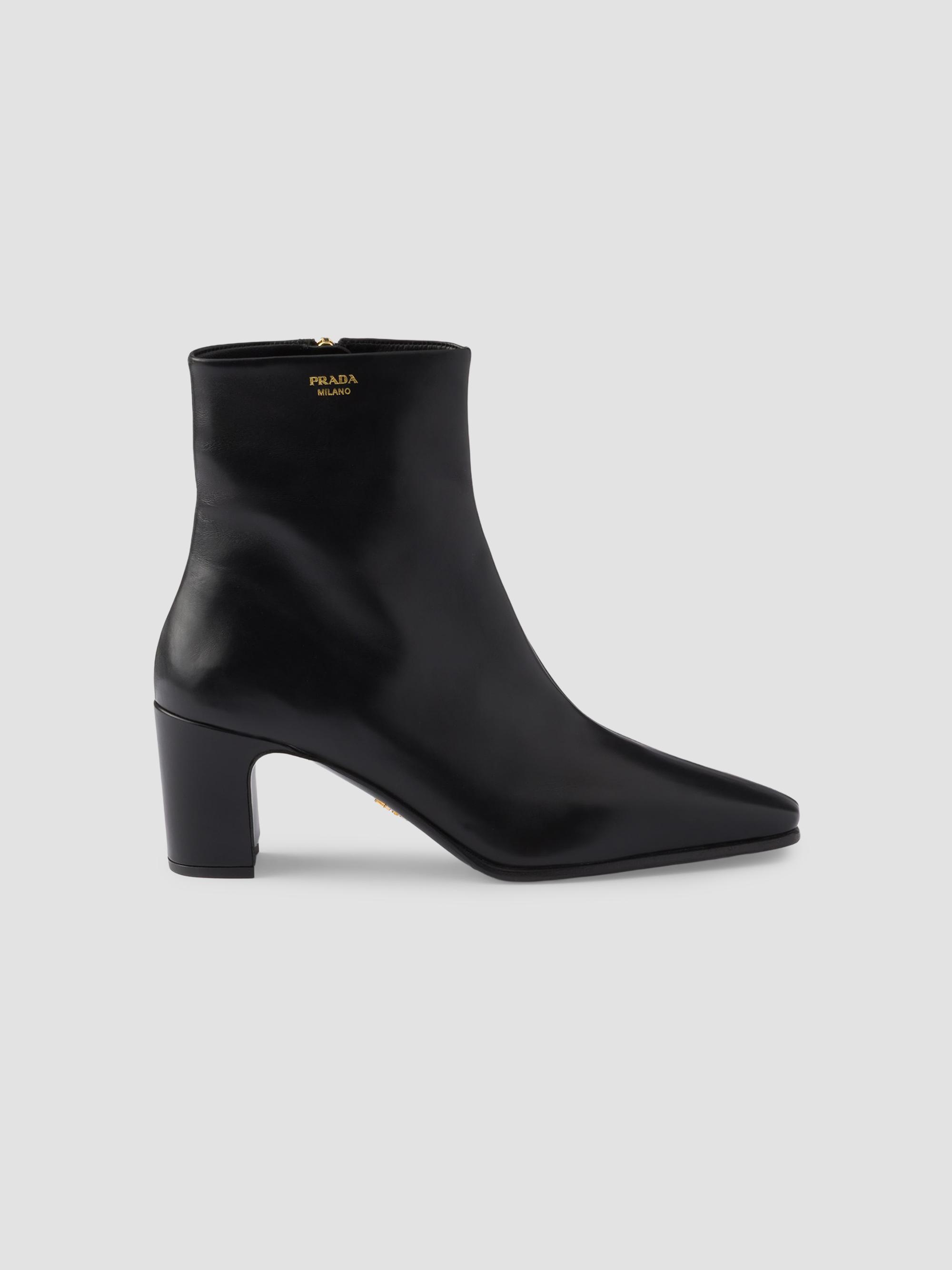 靴 Leather boots vintage Prada heels black Prada Vintage-Effect Leather Boots | Saks Fifth Avenue