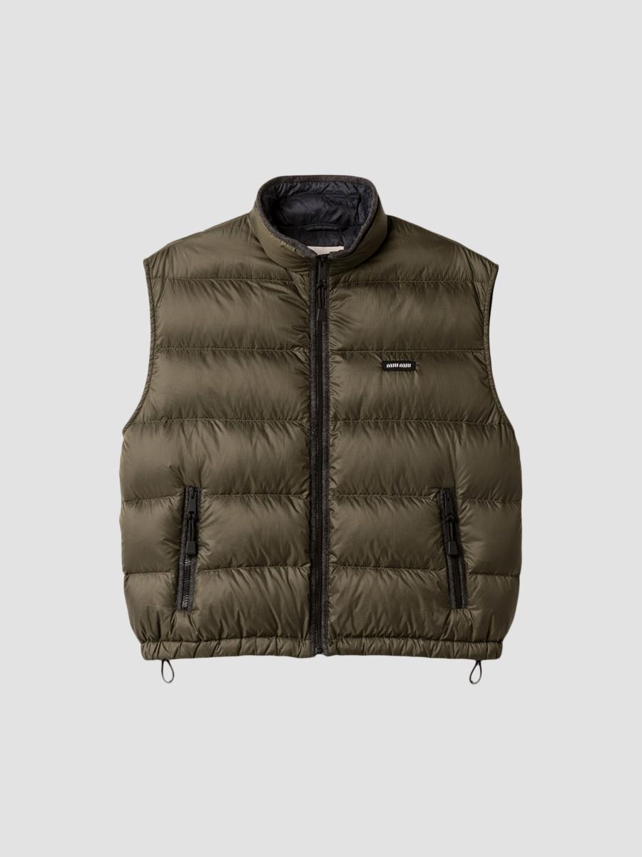 Miu Miu Women's Padded Light Pongé Vest In Green