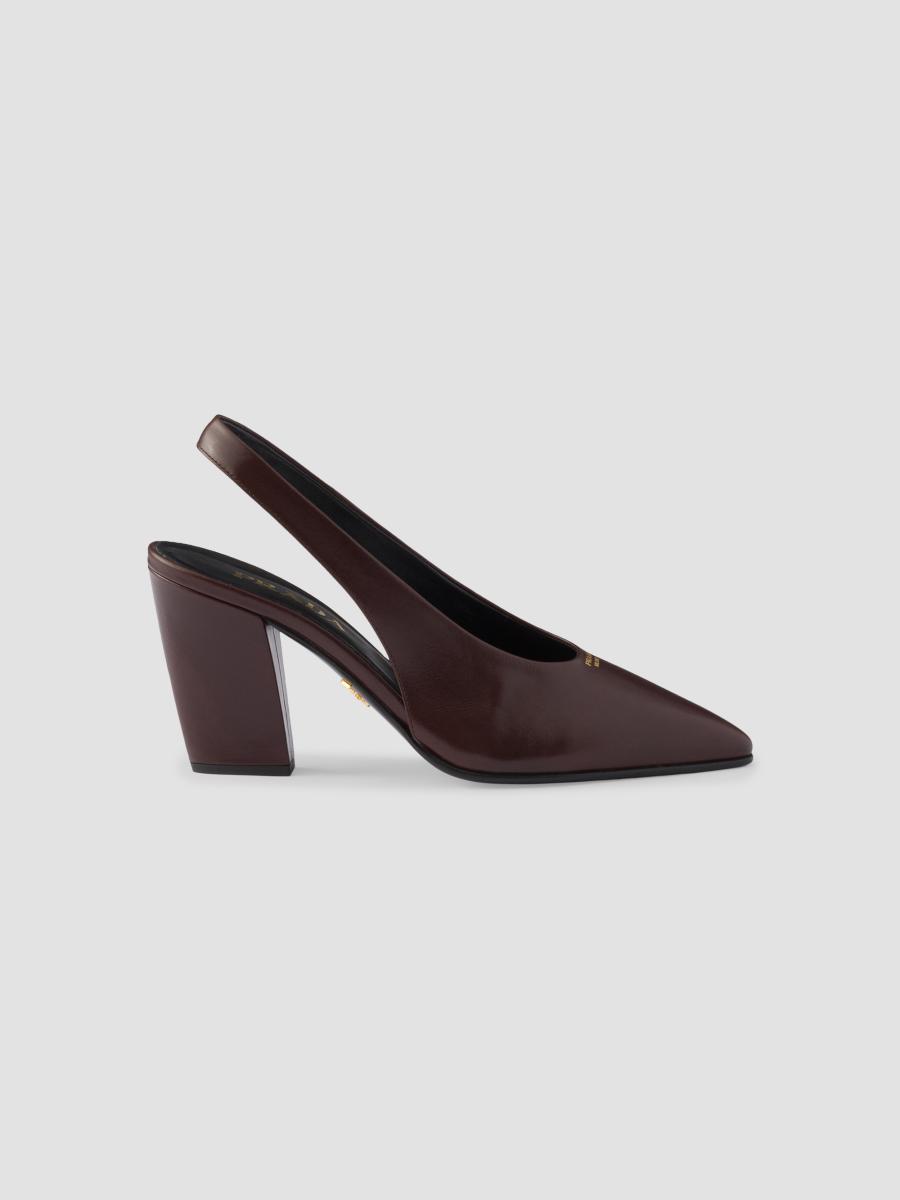 Prada Women's Leather Slingback Pumps In Brown