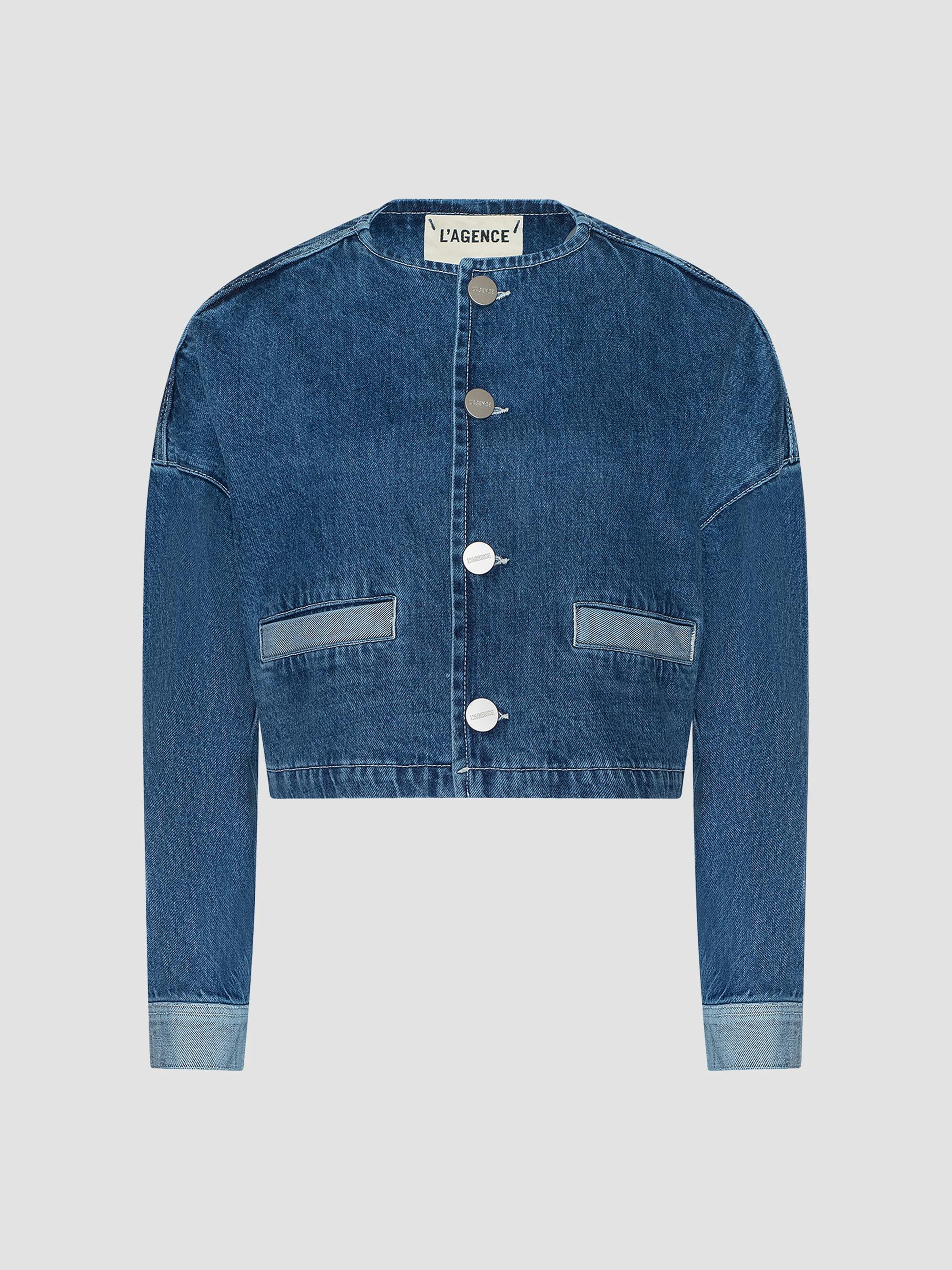 L'AGENCE Koda Cropped Denim Jacket | Saks Fifth Avenue