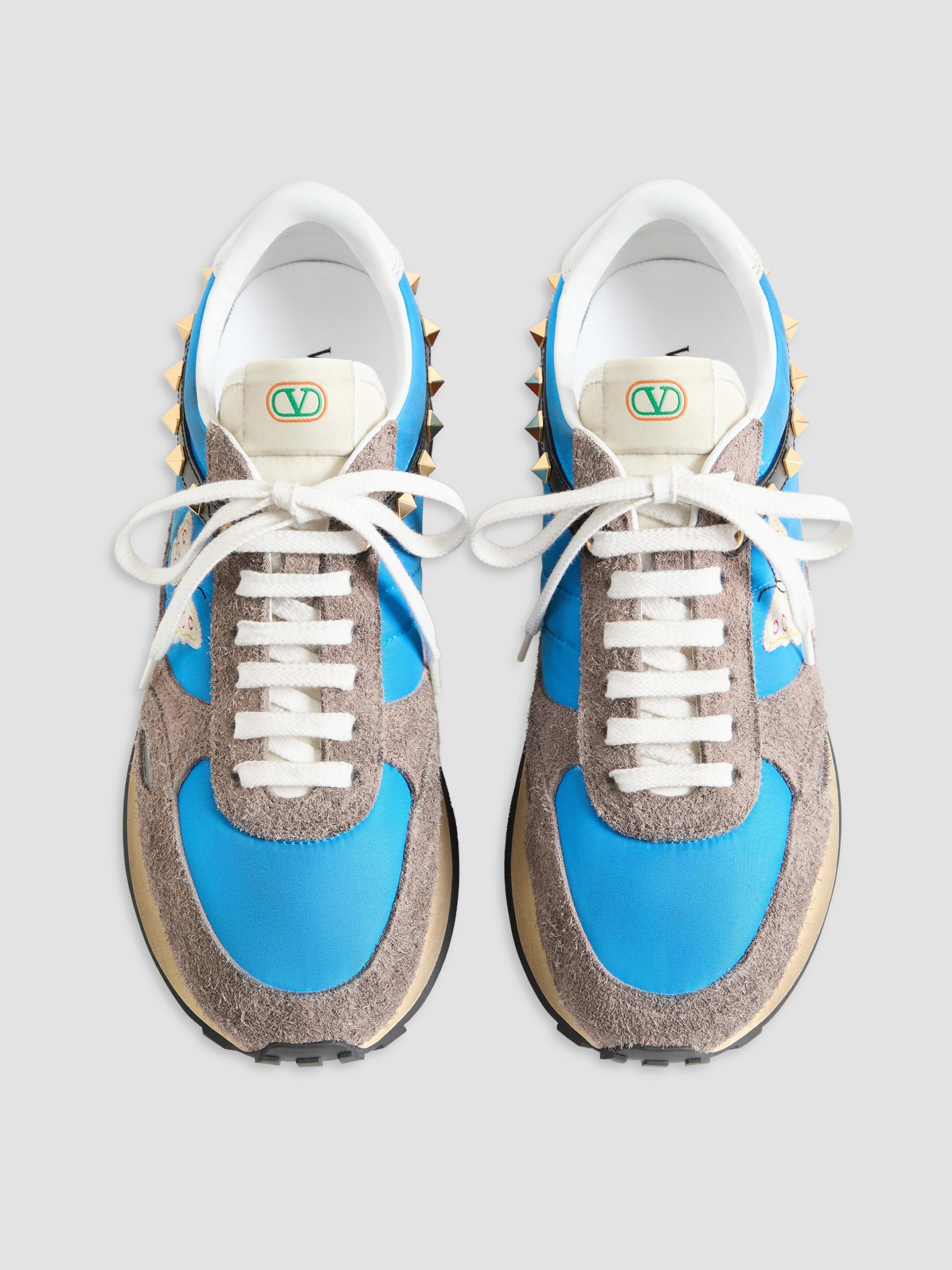 Valentino Garavani Stud Up Sneakers in Split Leather and Nylon