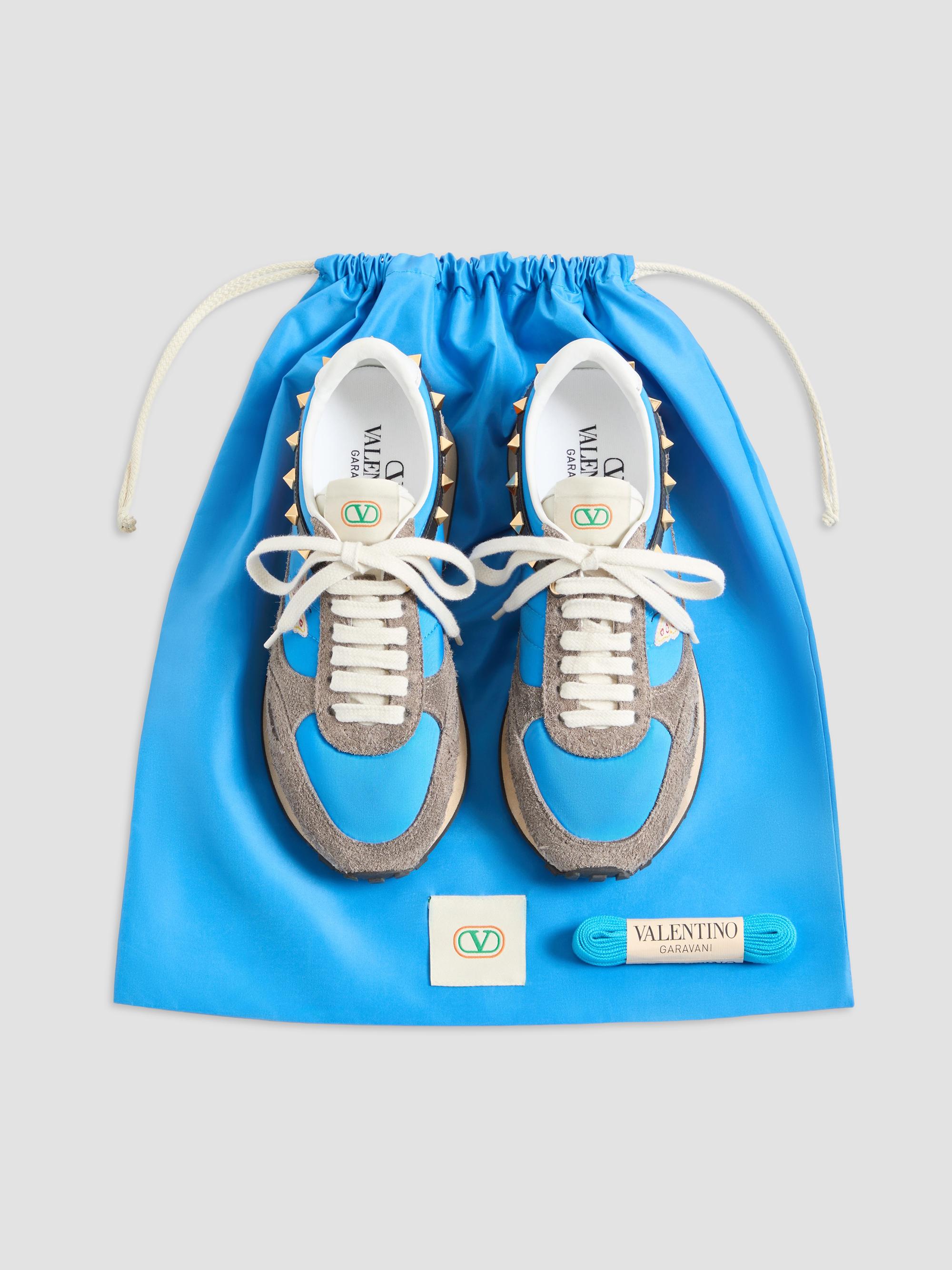 Valentino Garavani Stud Up Sneakers in Split Leather and Nylon