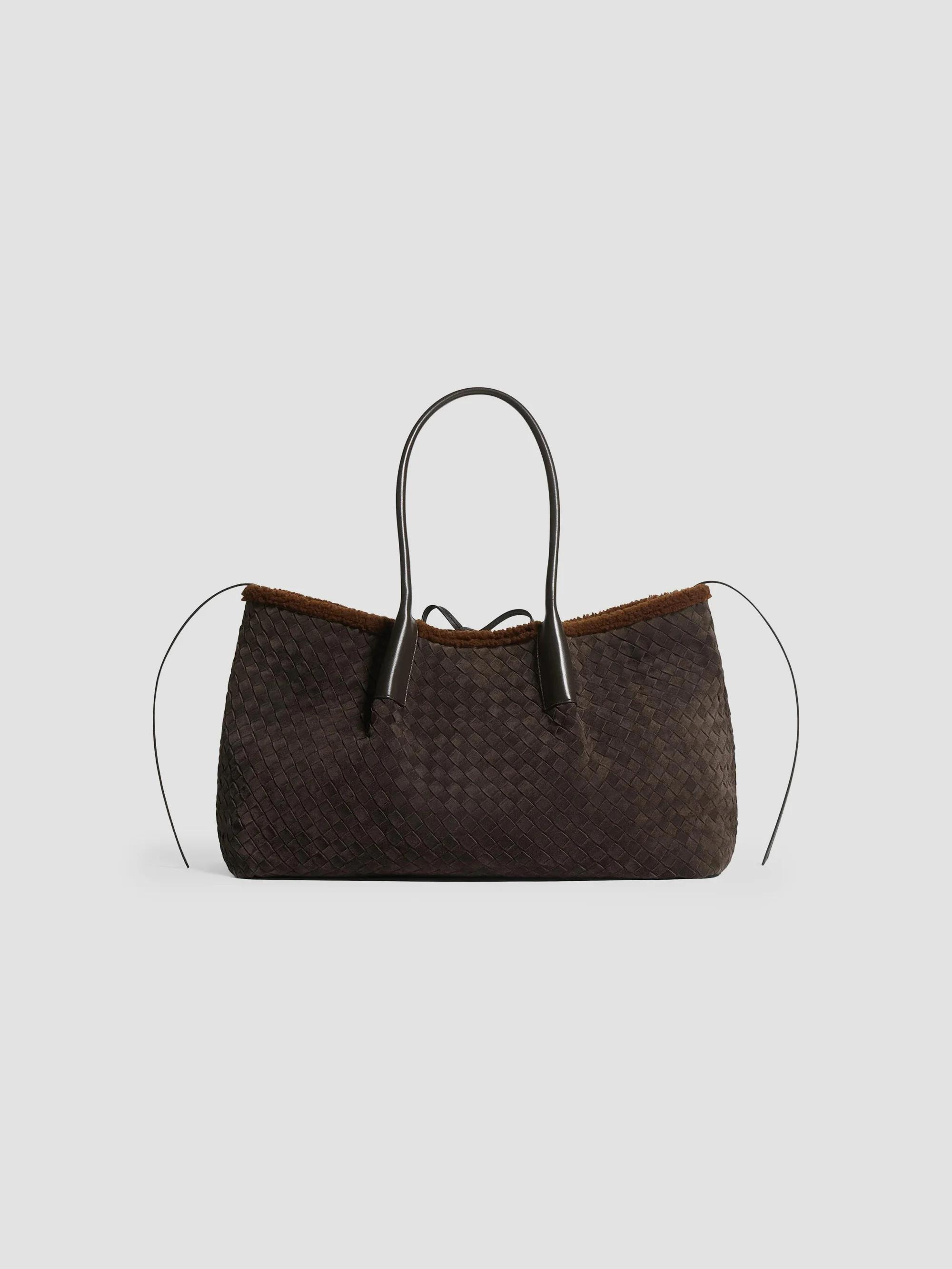 Women's Large Pinacoteca Intrecciato Suede & Shearling Tote Bag
