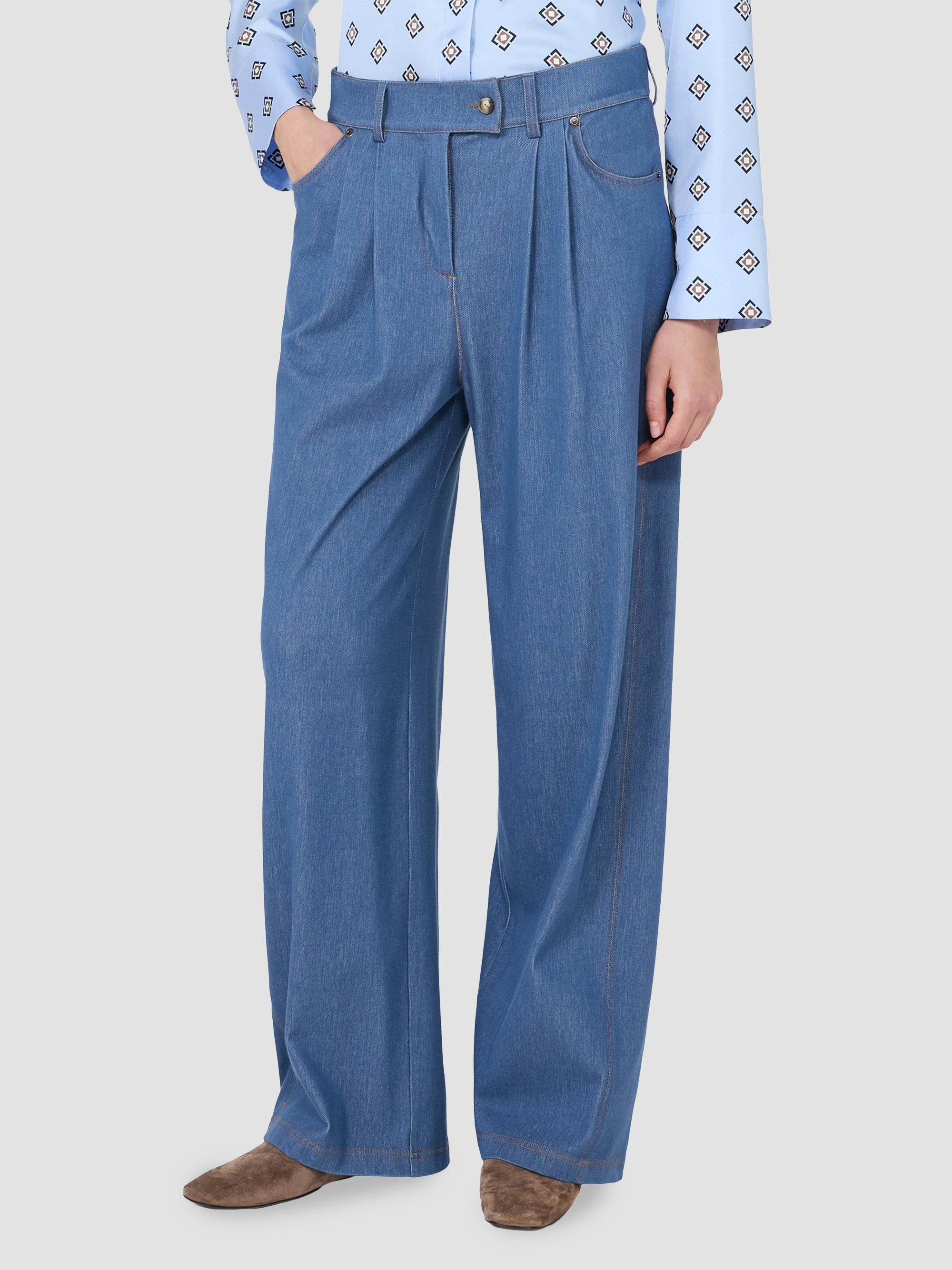 MM Max Mara Women's Denim Effect Jersey Loose Fit Trousers - Avio | Thumbnail 3