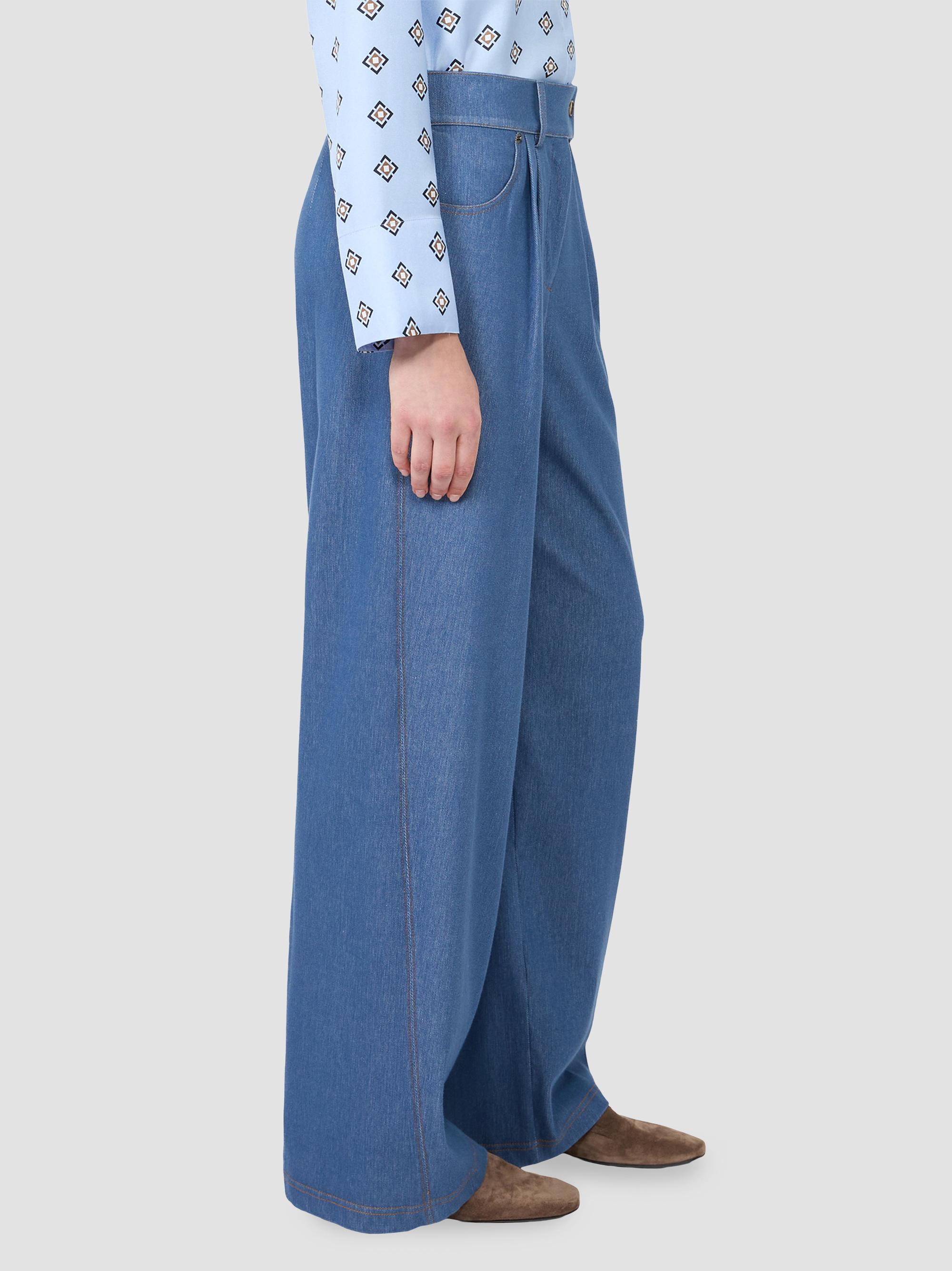 MM Max Mara Women's Denim Effect Jersey Loose Fit Trousers - Avio | Thumbnail 4