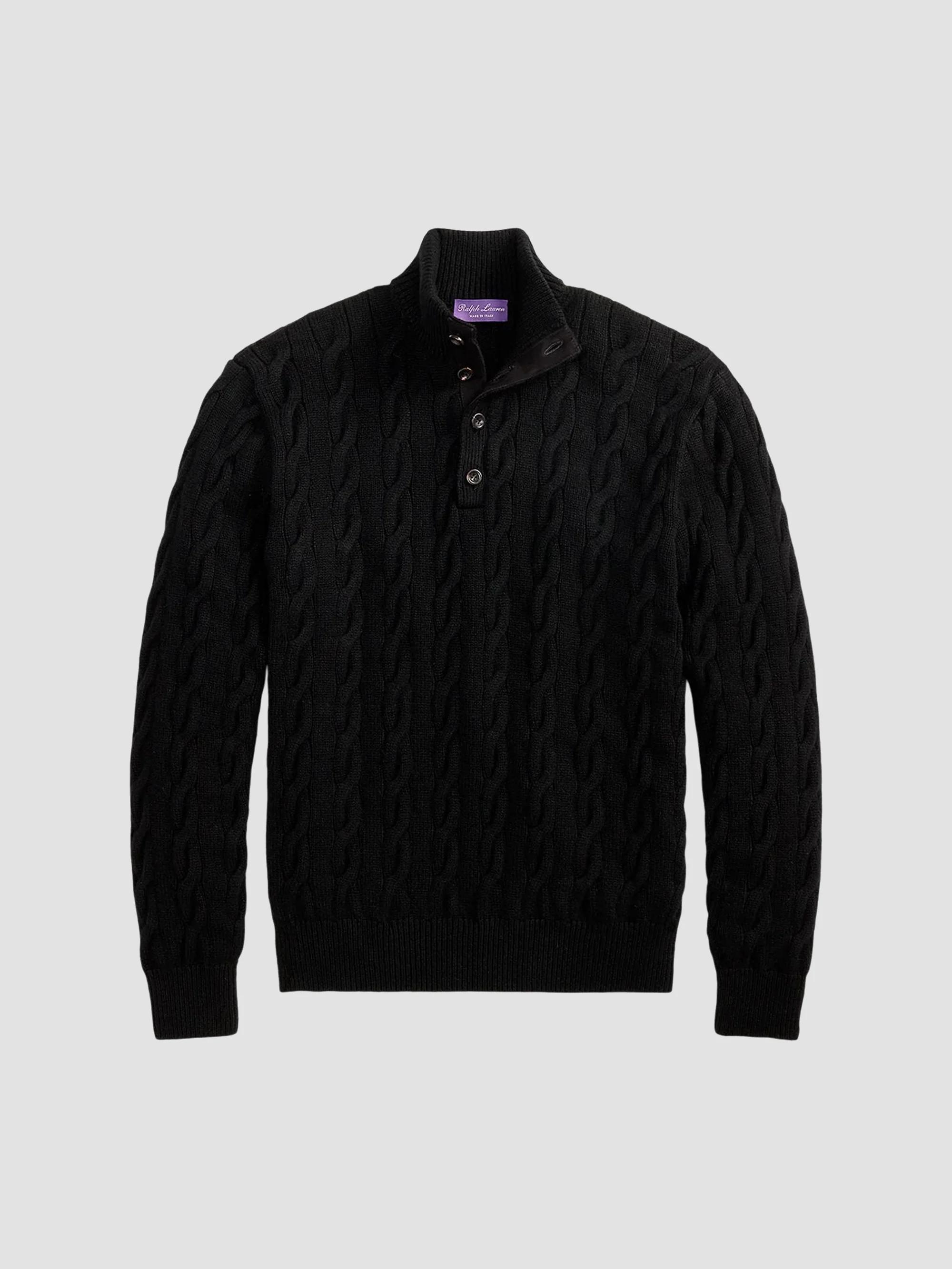 Ralph Lauren Purple Label Double Piqué Wool Half-Zip Sweater