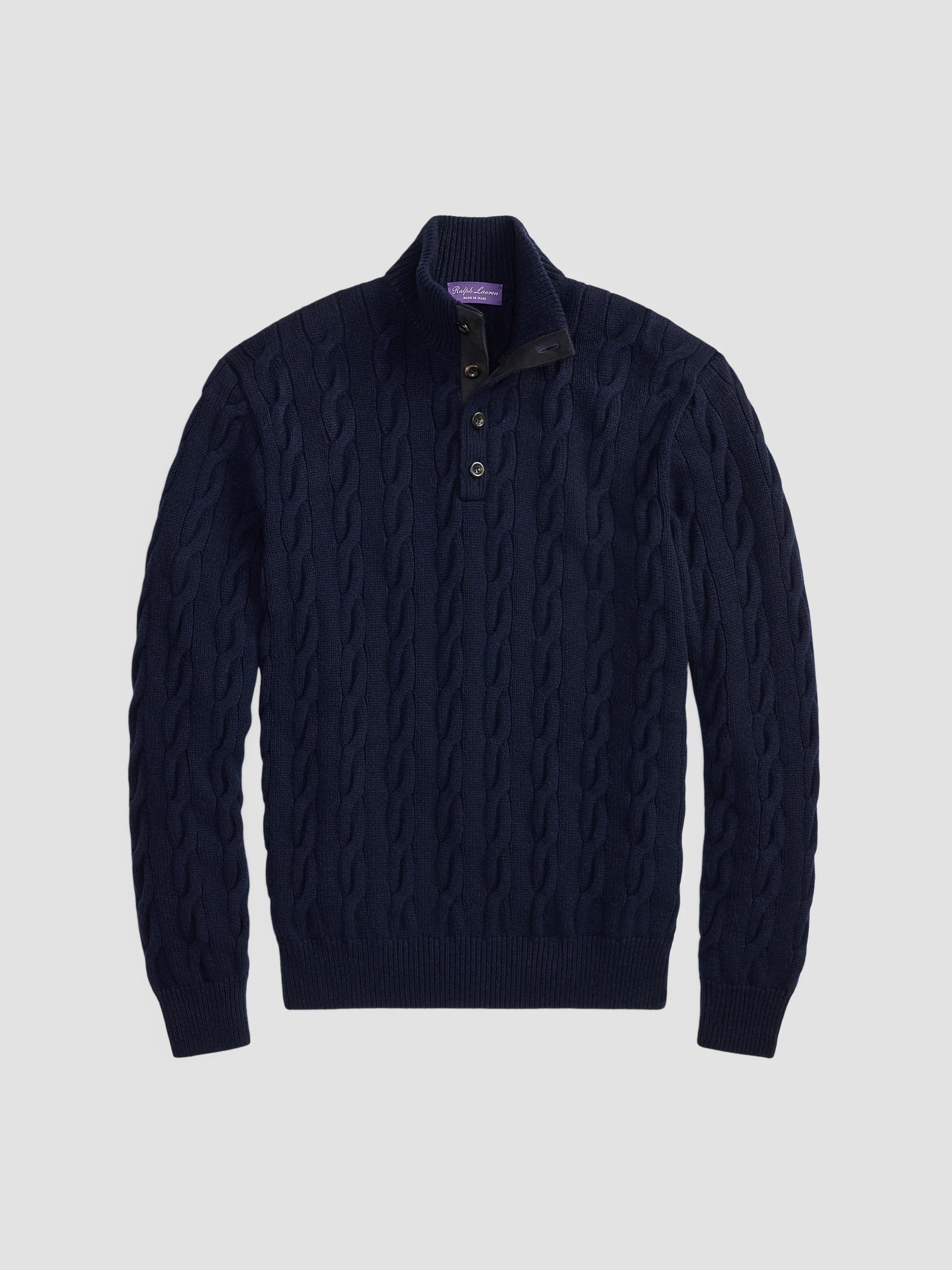 Ralph Lauren Purple Label Double Piqué Wool Half-Zip Sweater