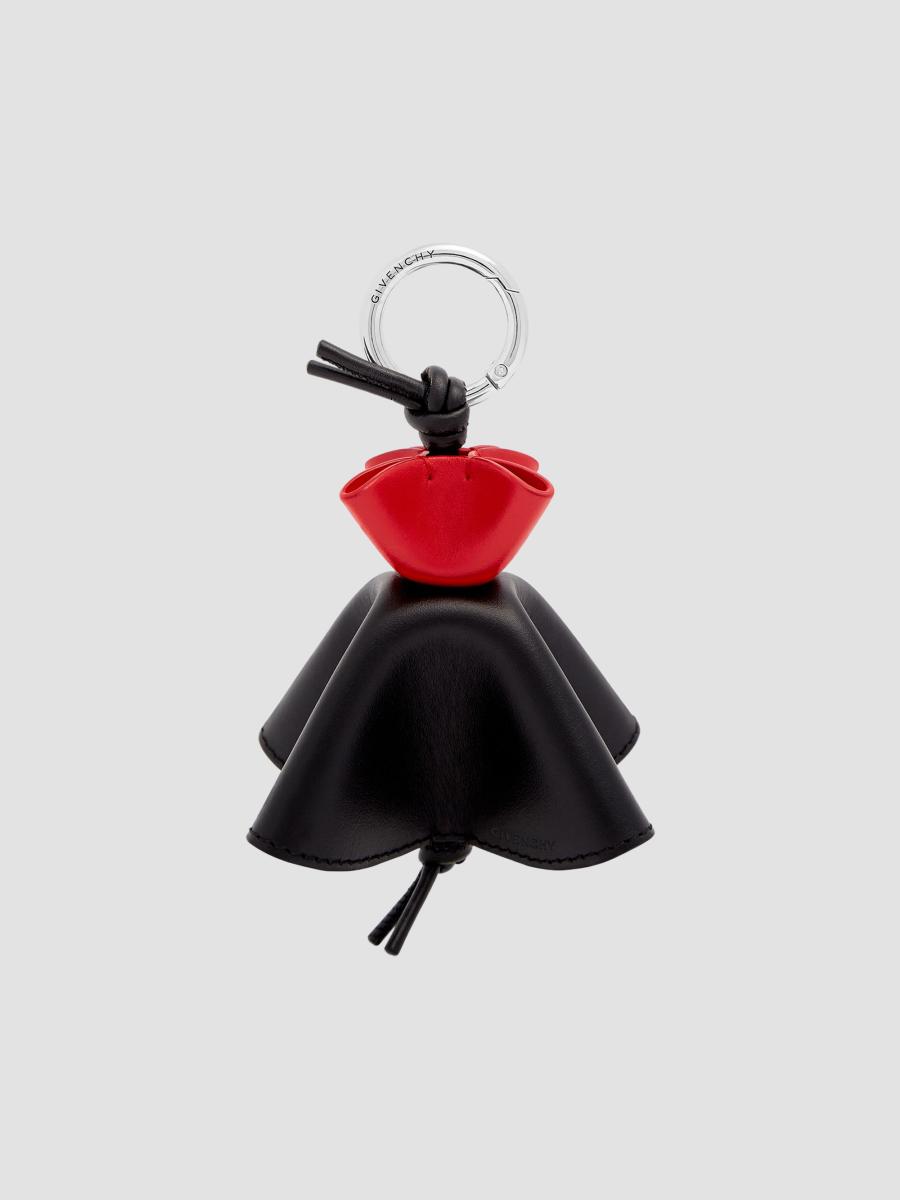 Givenchy Leather Keyring In Black Red