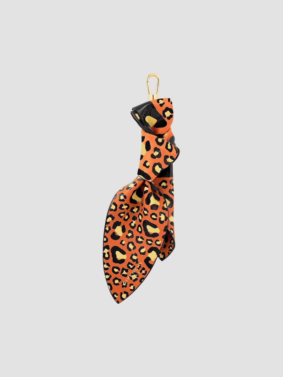 Givenchy Women's Lucky Charms Bow Charm Bag In Leopard Nappa Leather In Black Orange