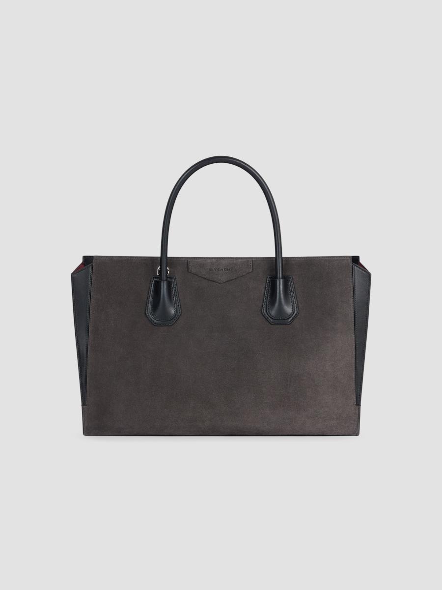 Givenchy Women's Medium Antigona Catchall Tote Bag In Suede In Dark Grey
