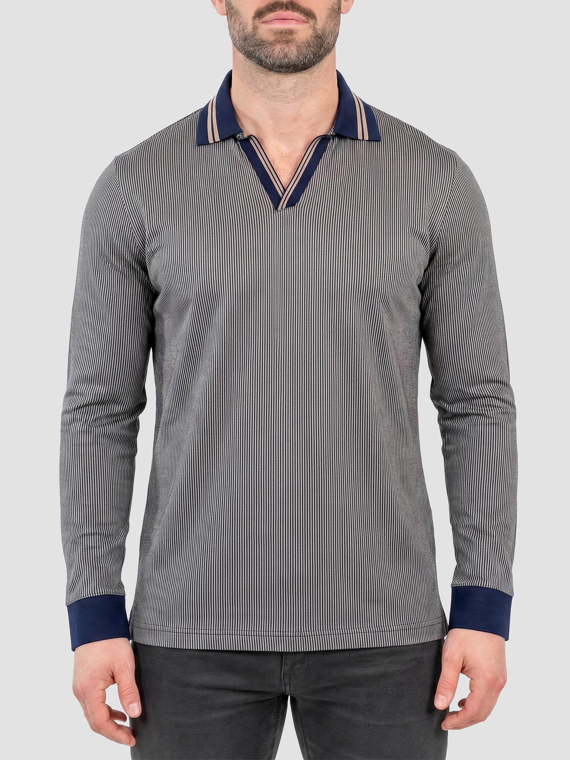 Maceoo Men's Knitted Polo Shirt - Grey | Thumbnail 2