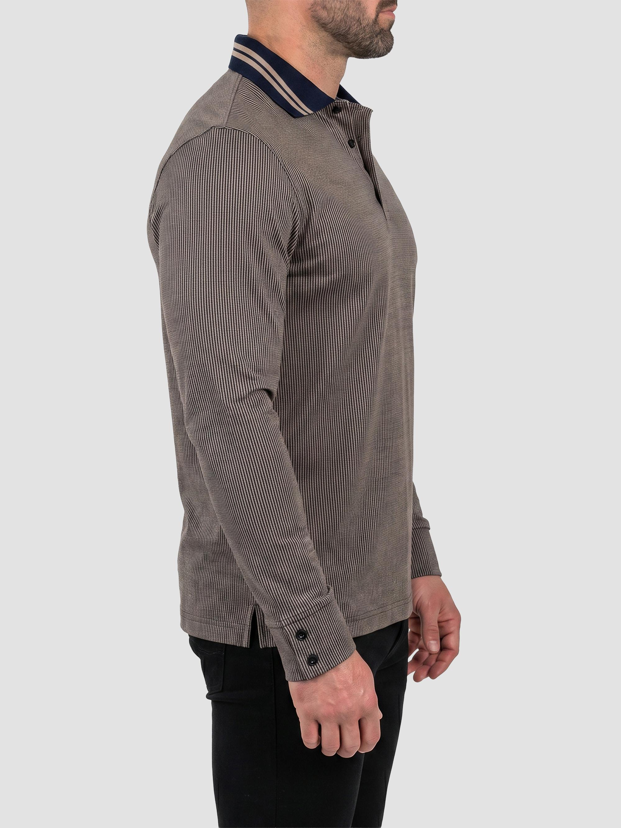 Maceoo Men's Knitted Polo Shirt - Grey | Thumbnail 3
