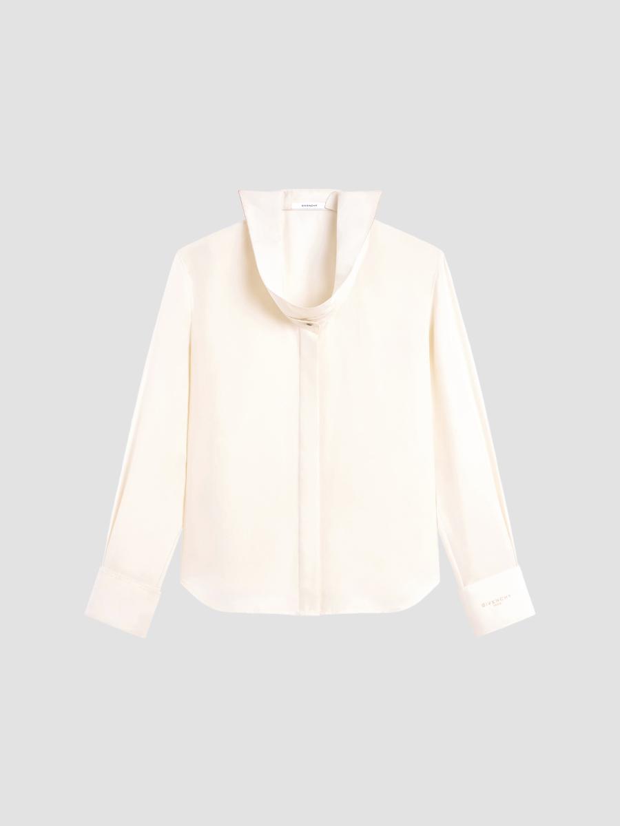 Givenchy Women's Shirt In Silk With Deconstructed Collar In Ecru