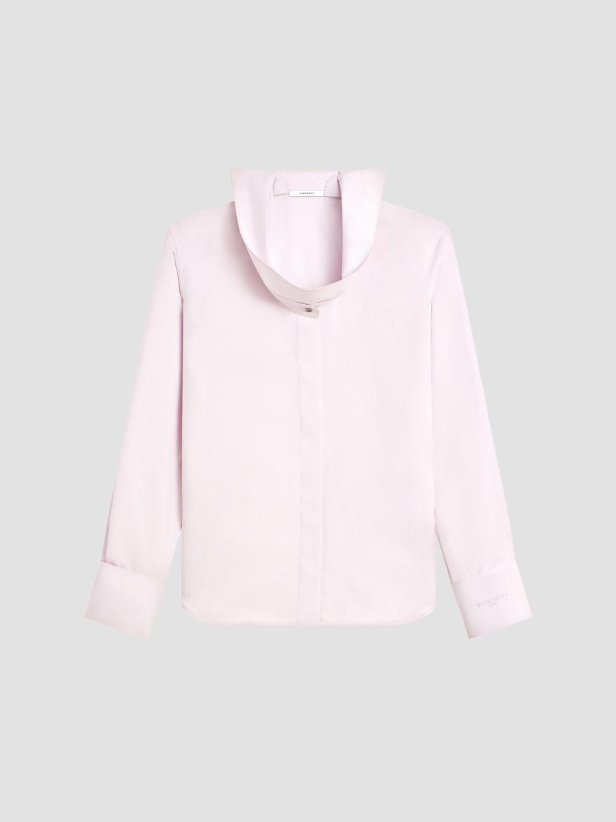 Givenchy Women's Shirt In Silk With Deconstructed Collar In Light Pink
