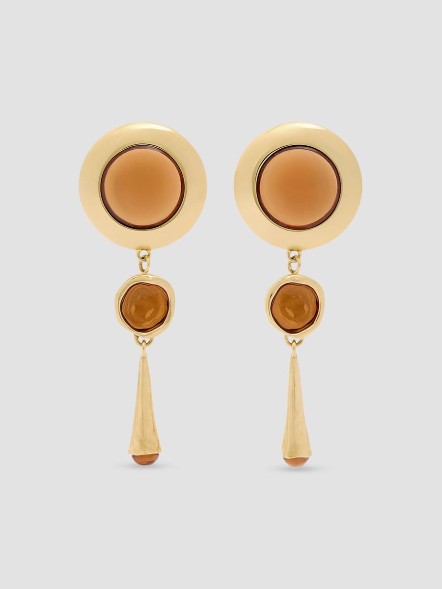 Givenchy Women's Sculpted Gem Earrings In Metal And Resin In Brown Golden