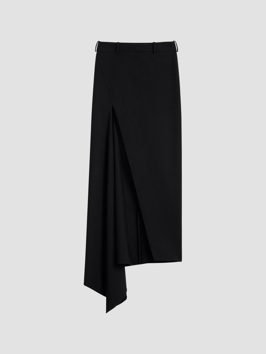 Givenchy Women's Slashed Long Skirt In Wool In Black