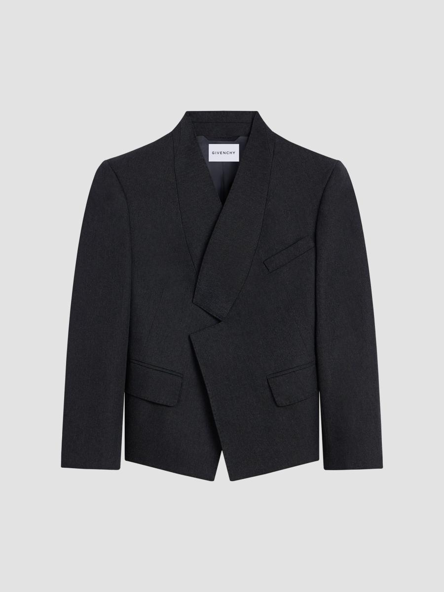 Givenchy Reverse Lapel Jacket In Wool In Dark Grey