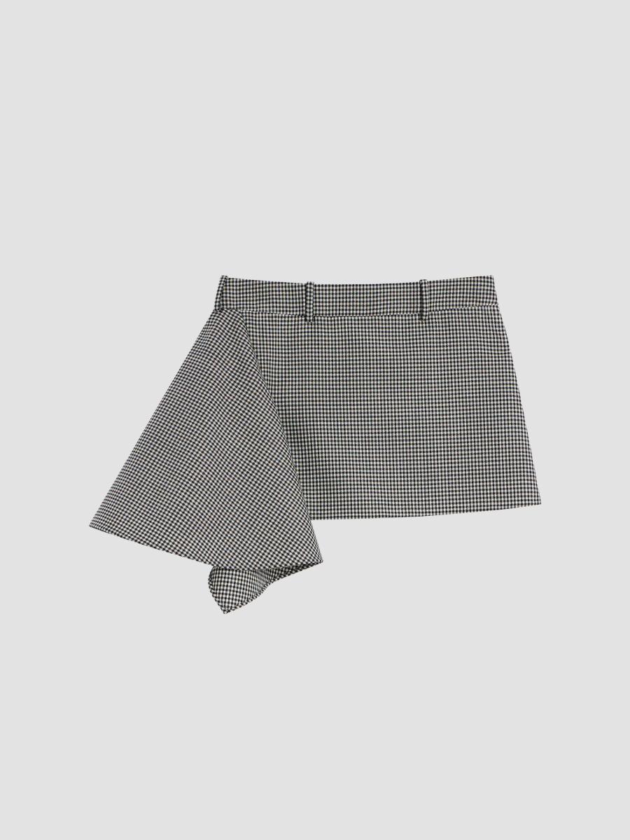Givenchy Women's Slashed Mini Skirt In Houndstooth Wool And Mohair In Black White