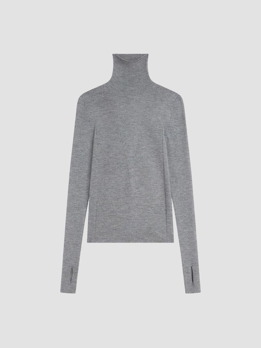Givenchy Women's Turtleneck Sweater In Wool And Silk In Dark Grey