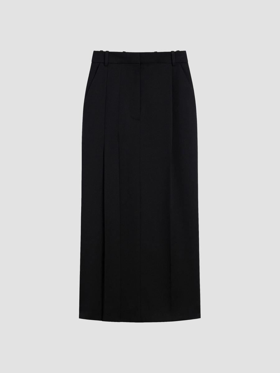 Givenchy Women's Slashed Midi Skirt In Wool In Black