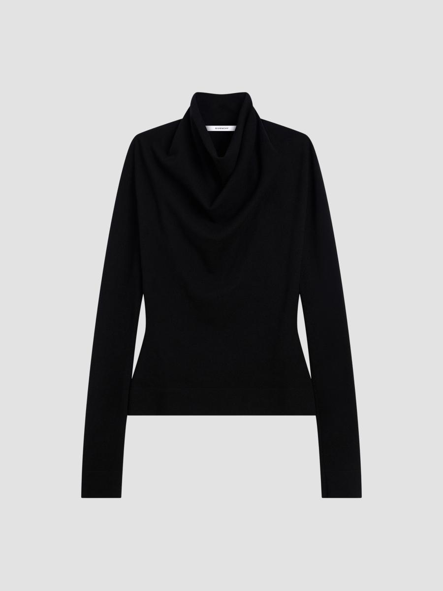 Givenchy Women's Draped Sweater In Wool In Black