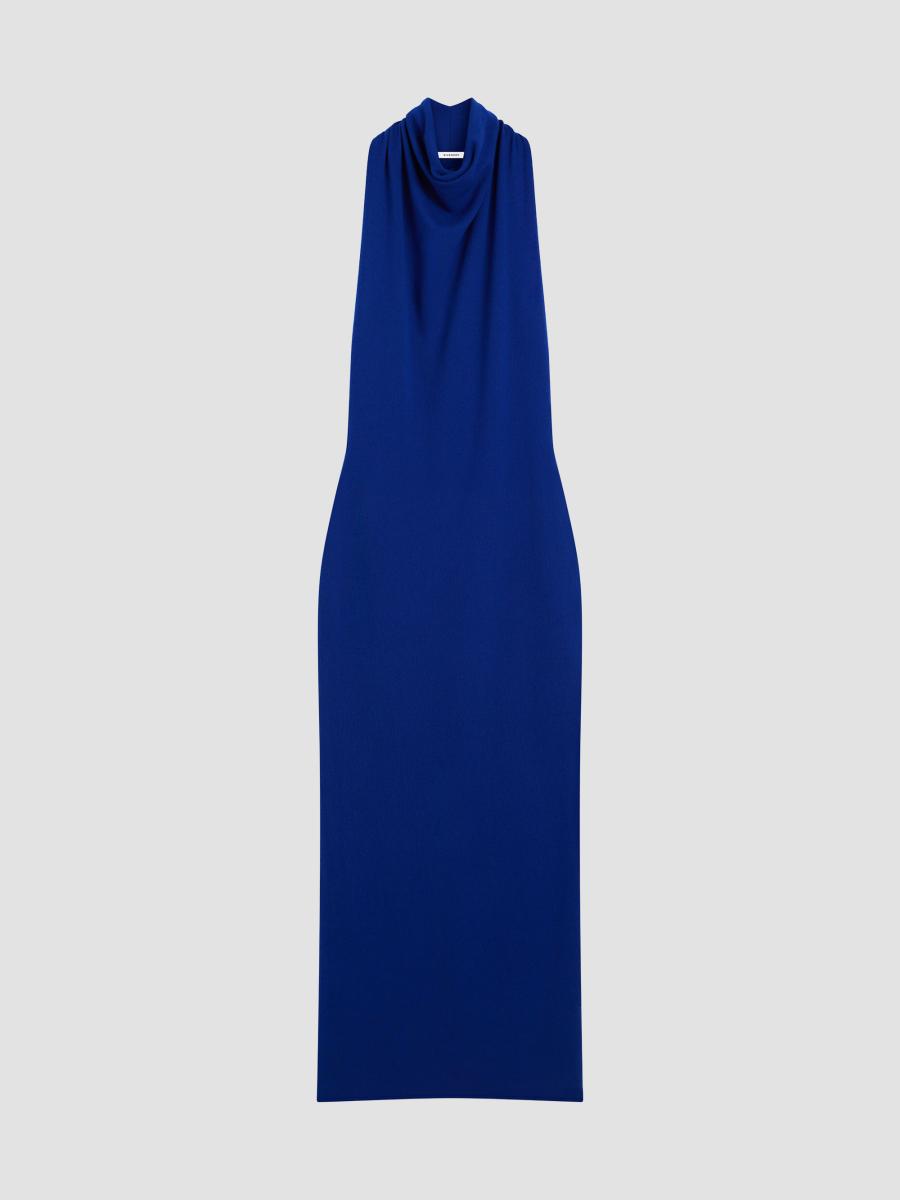 Givenchy Women's Long Draped Dress In Wool In Saphire Blue