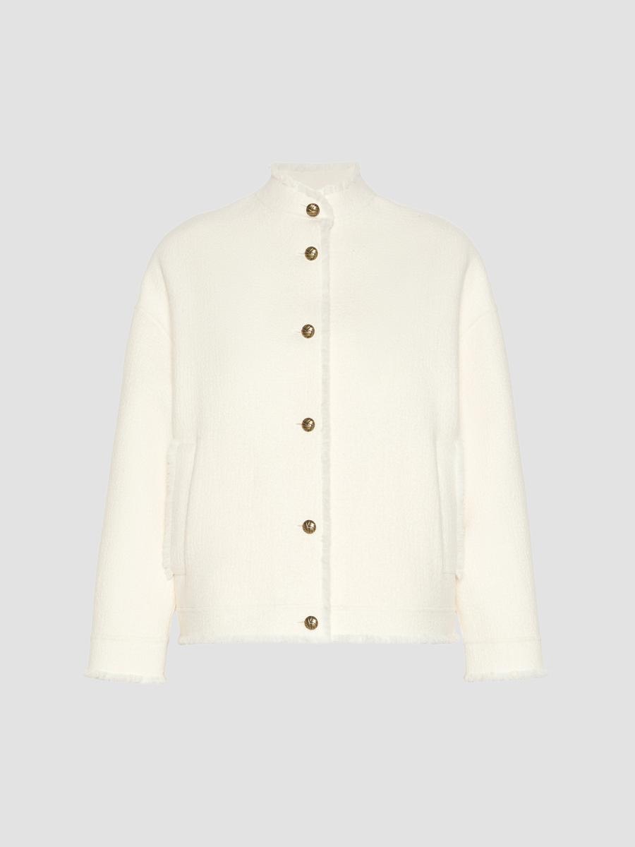 Max Mara Women's Double Jersey Wool Bomber Jacket In White