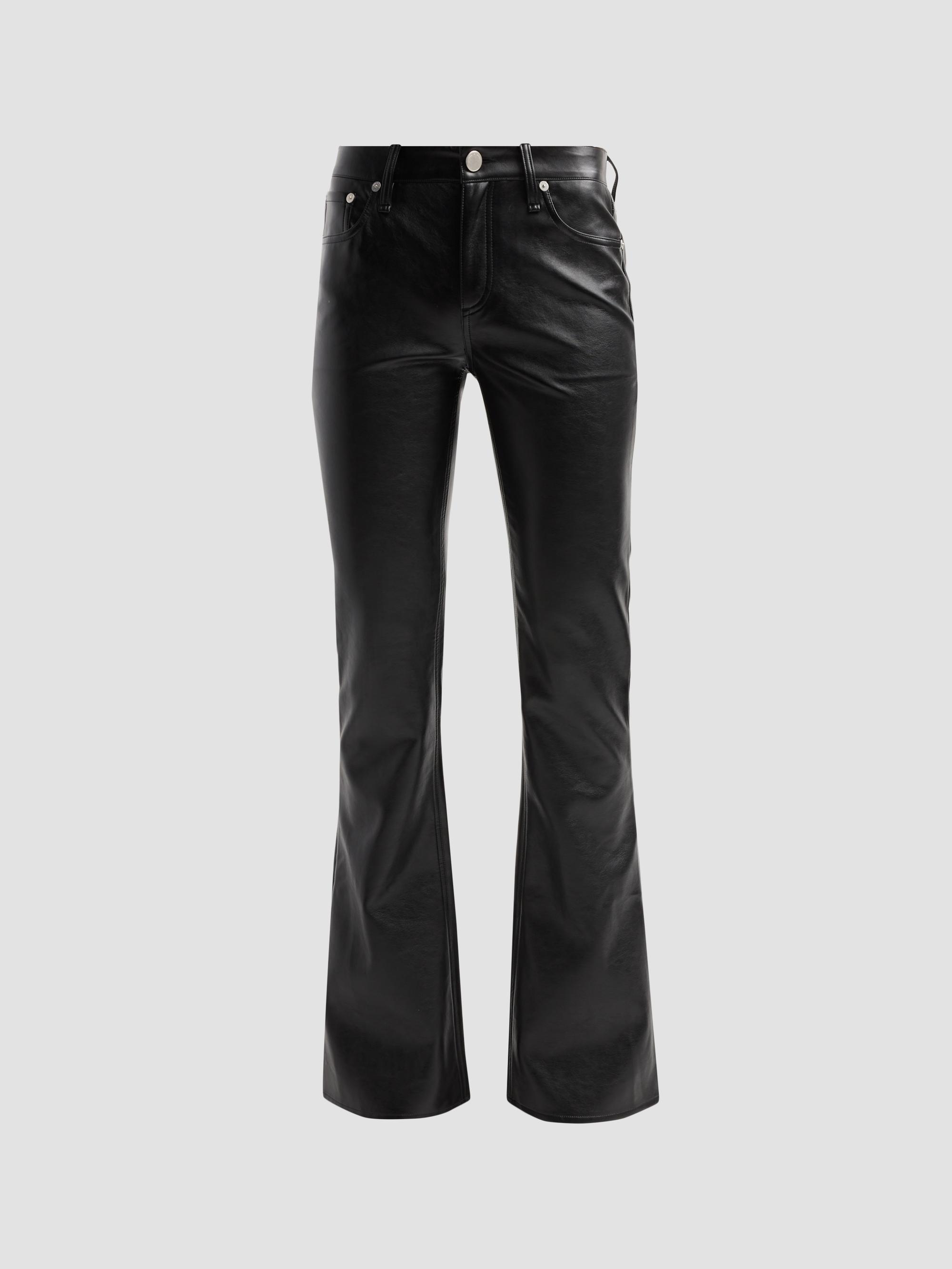 MOTHER The Weekender Mid-Rise Faux-Leather Flare Jeans | Saks