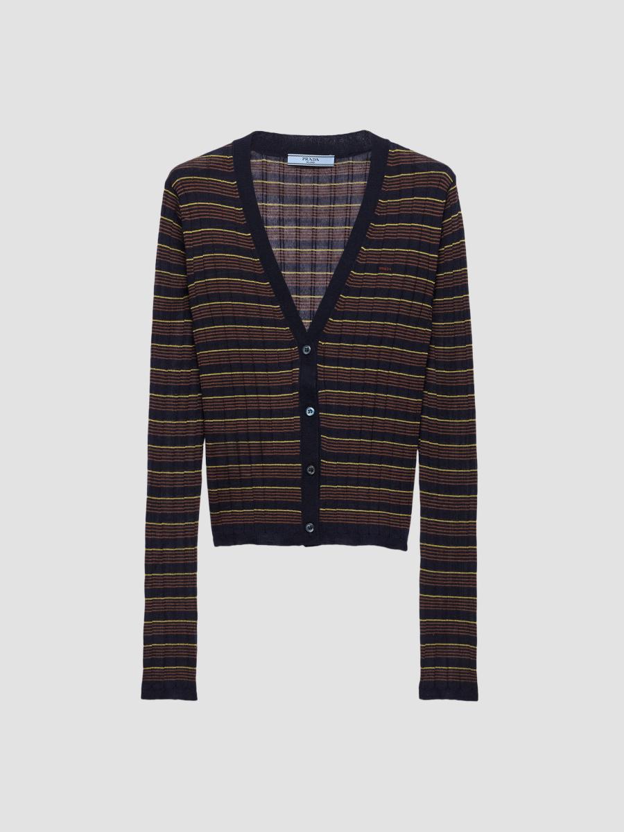 Prada Striped Cashmere and Silk Cardigan | Saks Fifth Avenue