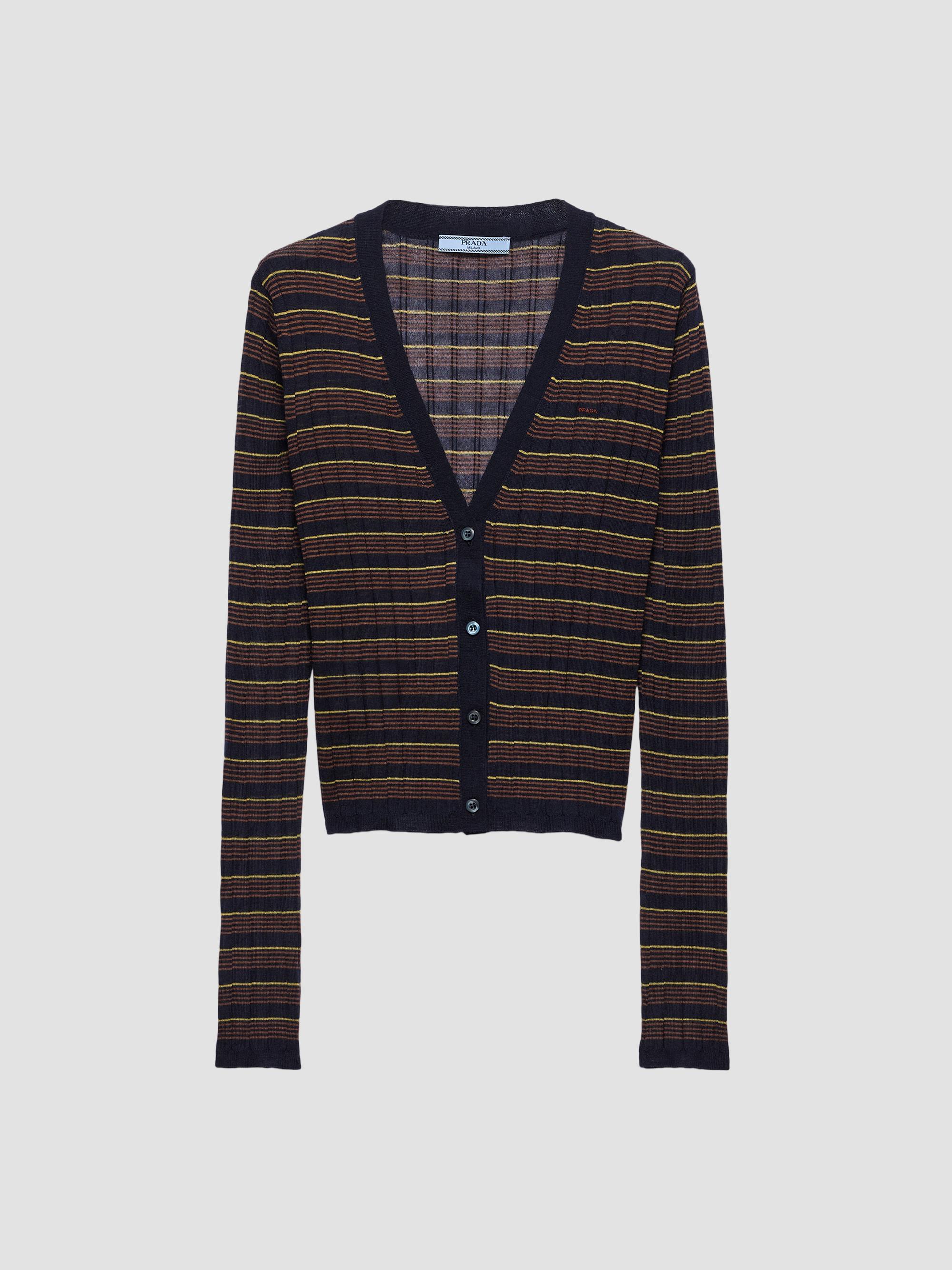 Prada Striped Cashmere and Silk Cardigan | Saks Fifth Avenue