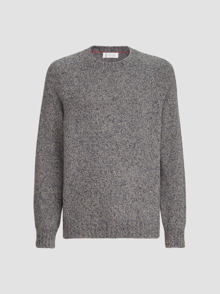 Brunello Cucinelli Virgin Wool, Silk and Cashmere Chiné Sweater