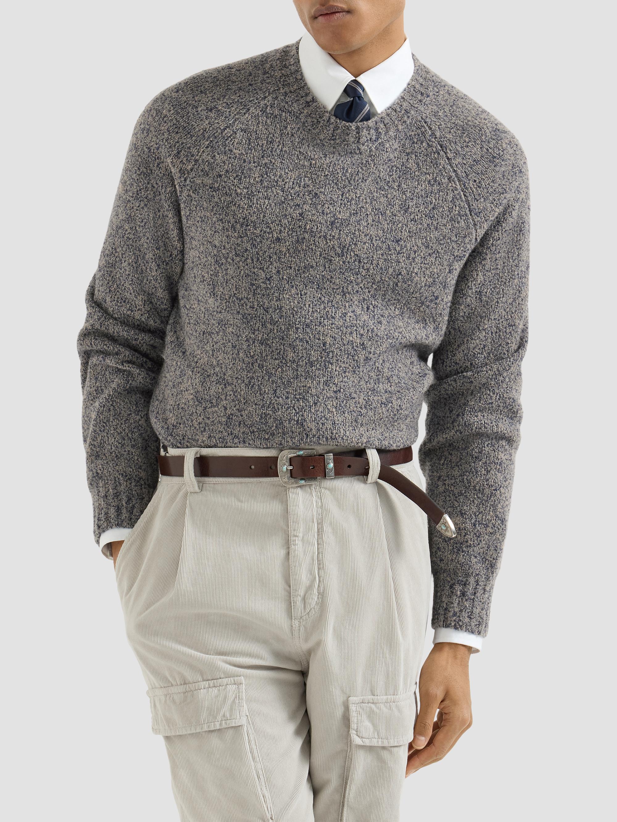 Brunello Cucinelli Virgin Wool, Silk and Cashmere Chiné Sweater
