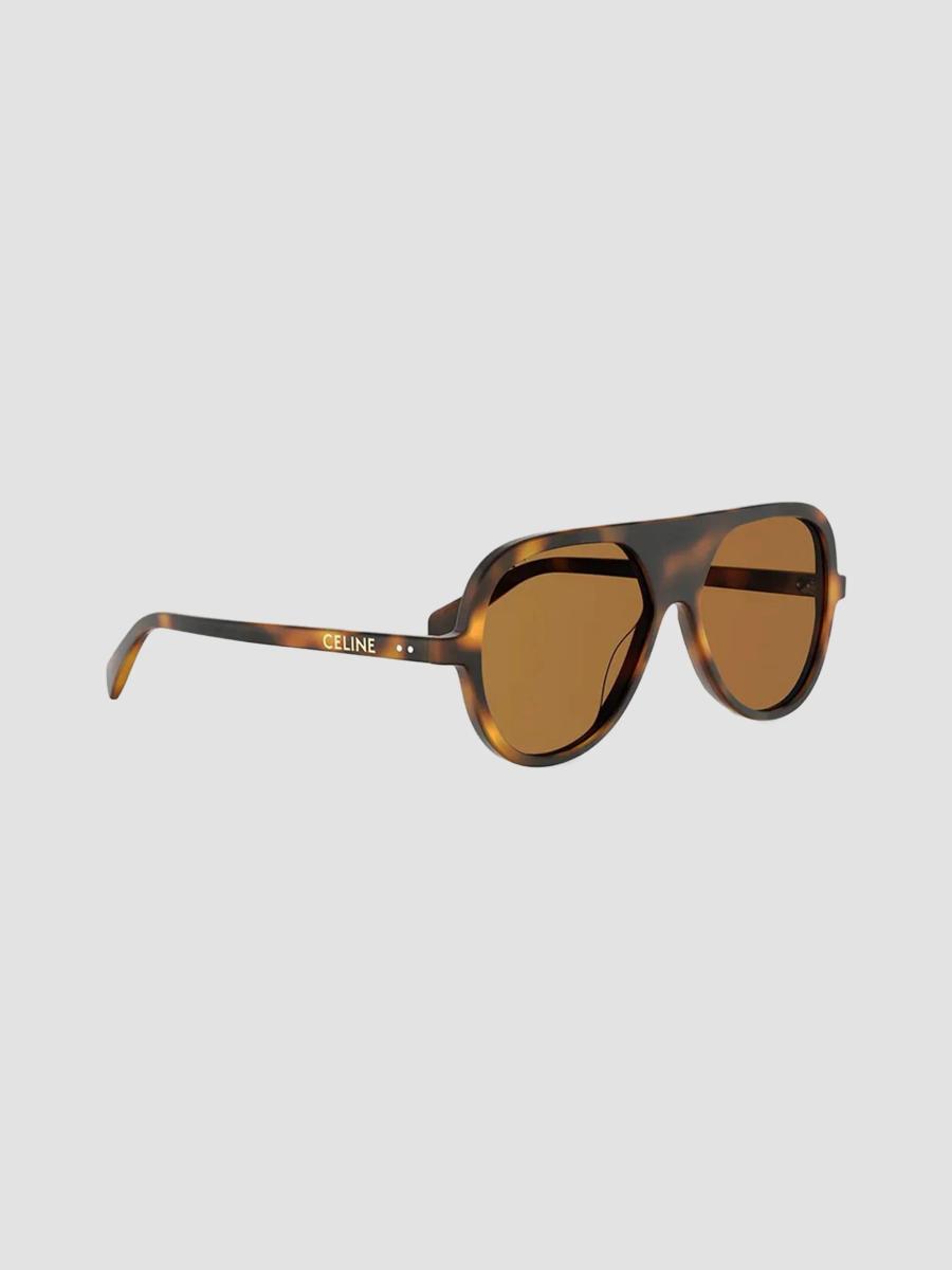 Celine Men's Défilé Pilot Sunglasses In Brown
