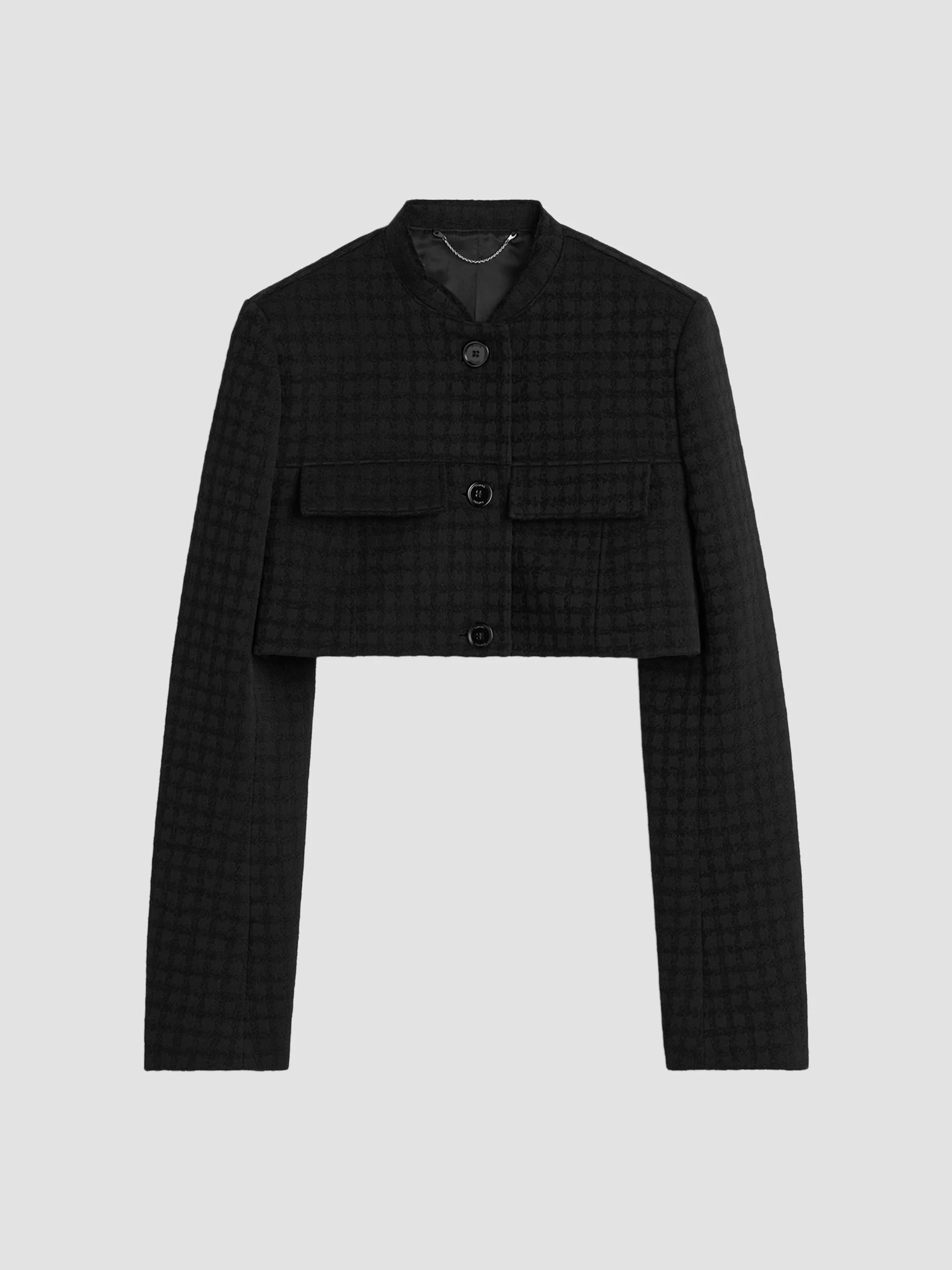 Fabiana Filippi Filo Diamanté Loop Houndstooth Jersey Boxy Jacket