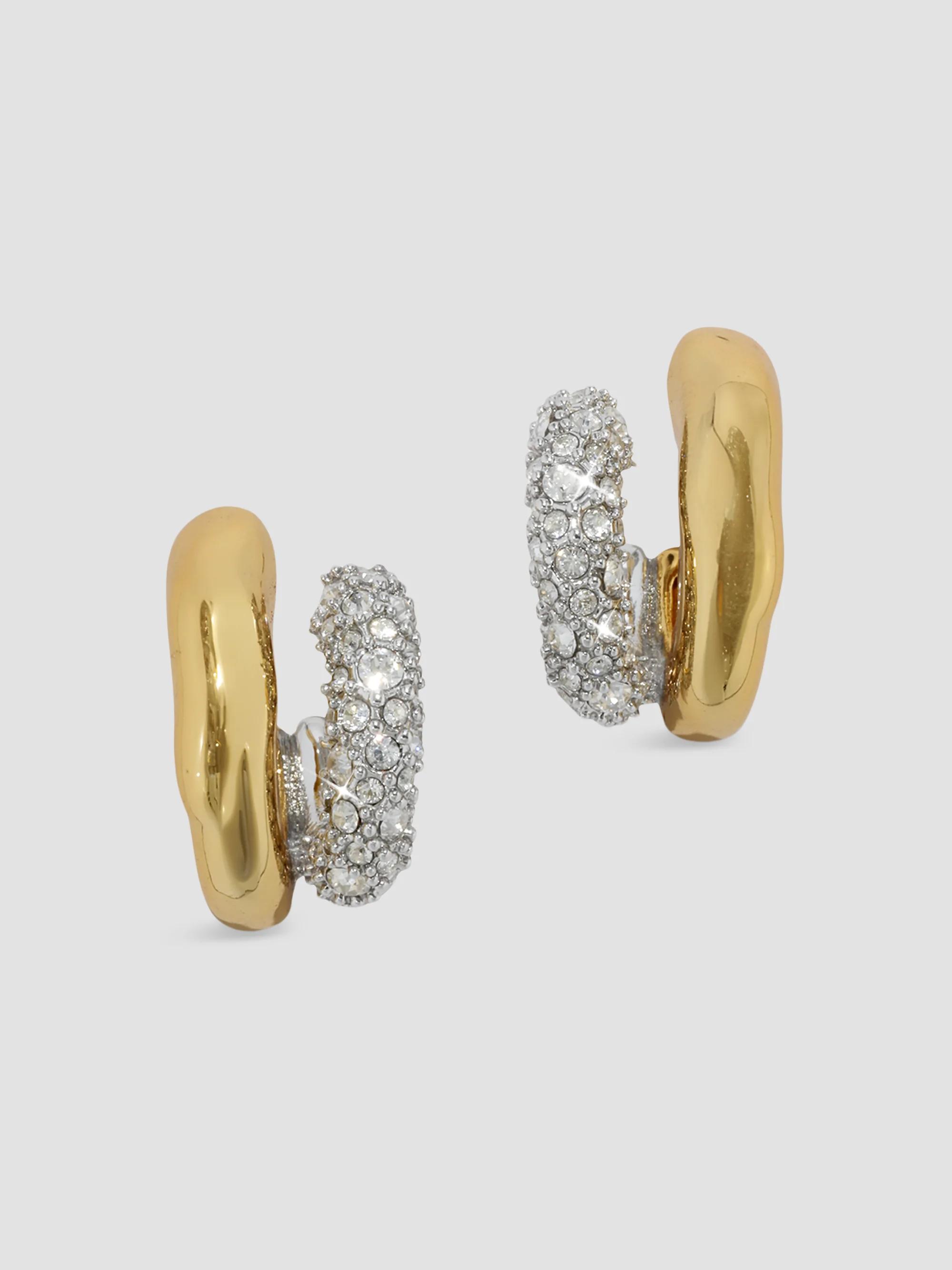 Solanales 14K-Gold-Plated, Rhodium-Plated & Crystal Double Hoop Earrings
