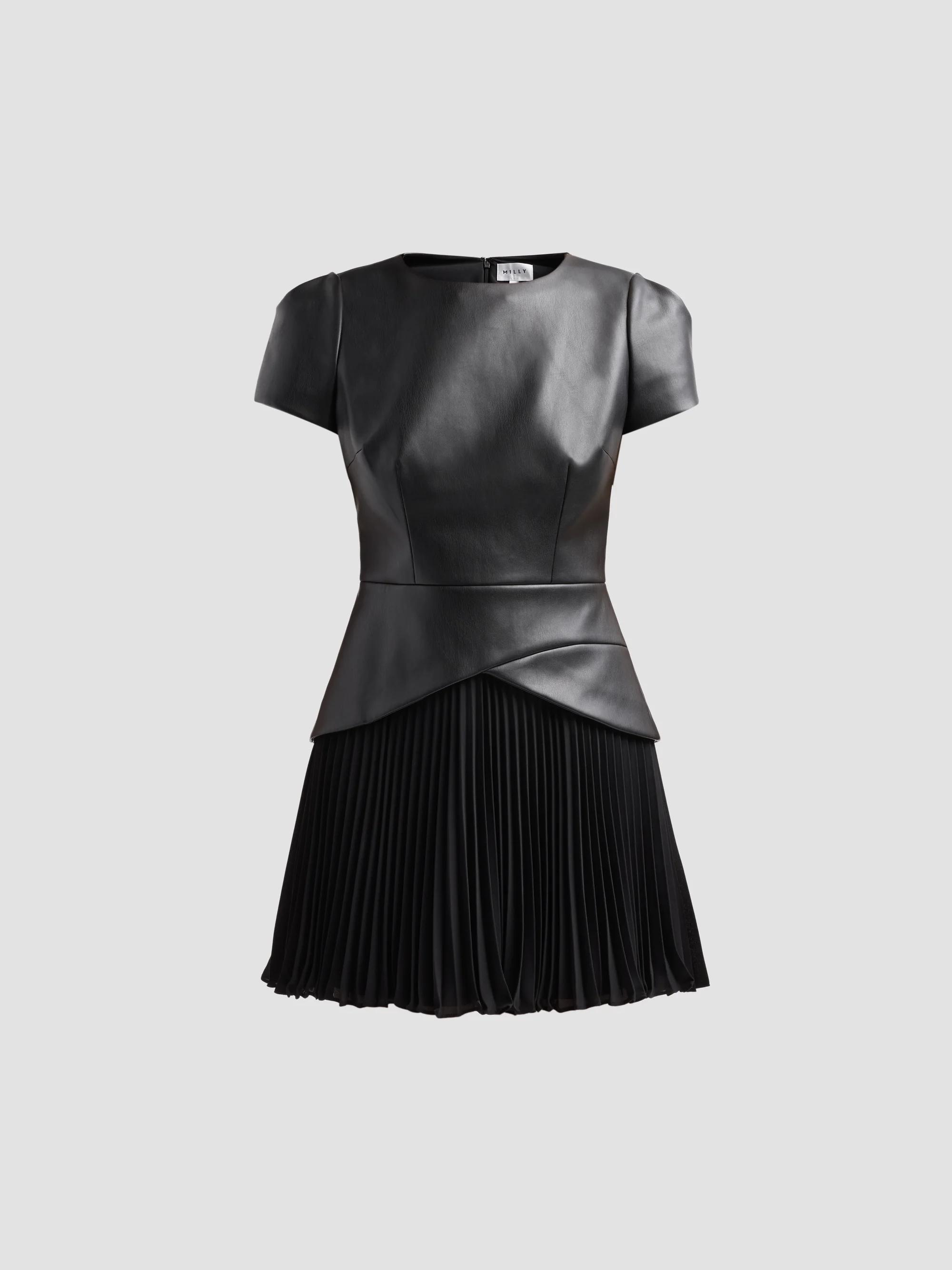 faux leather mixed media dress Likely Liana Mix Wrap Elie tahari