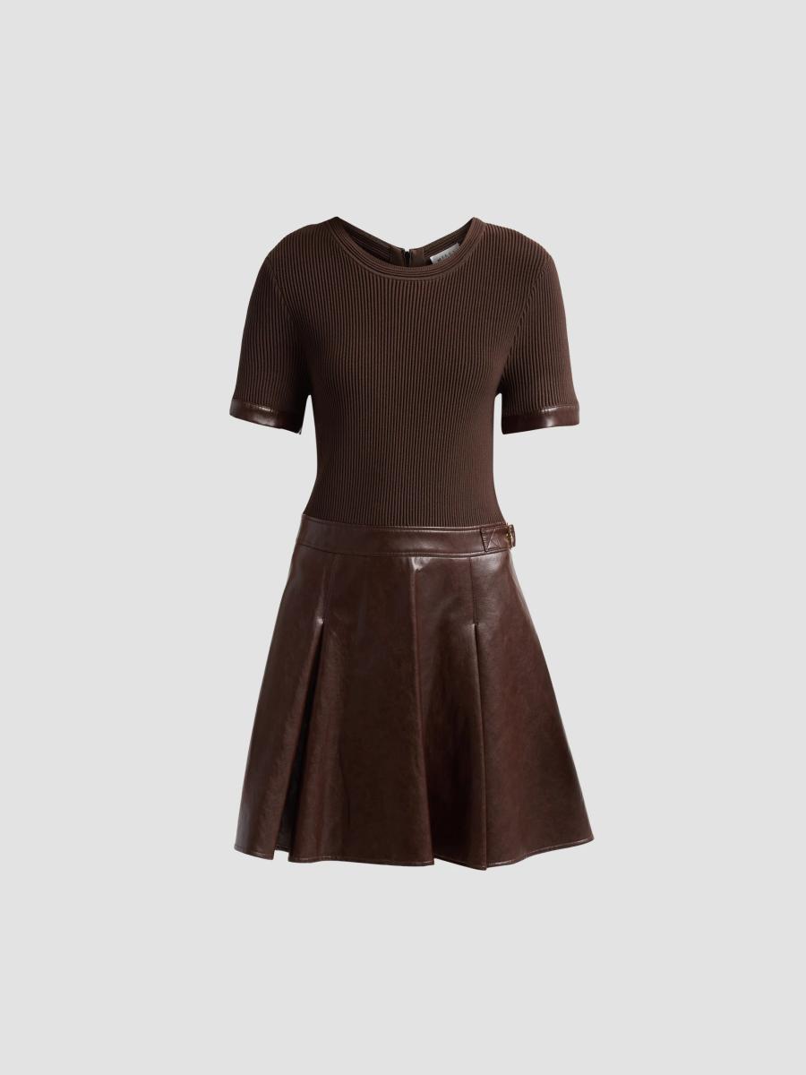 Milly Women's Devyn Mixed-media A-line Mini Dress In Dark Brown