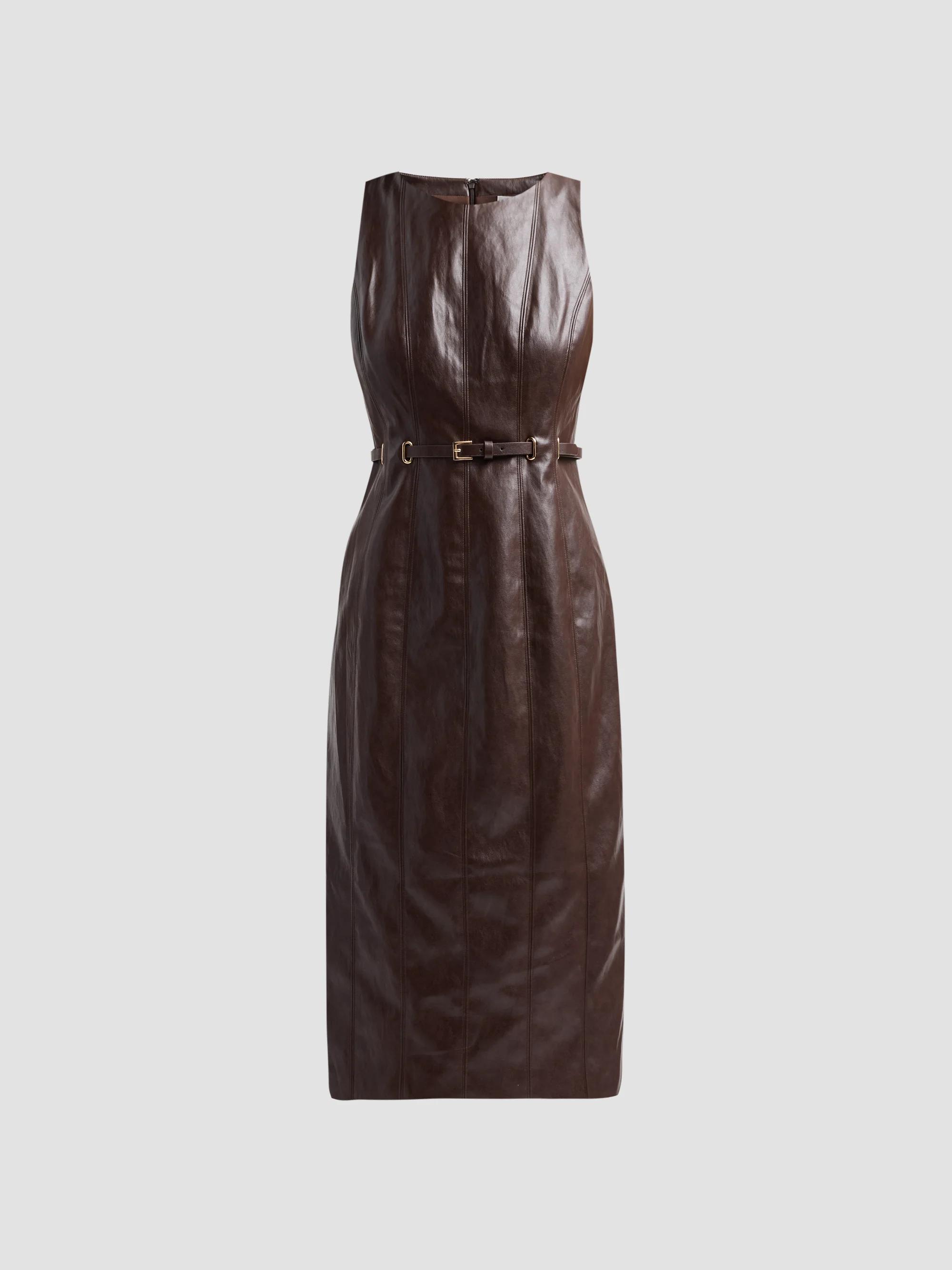 Milly Elsie Faux Leather Midi Dress