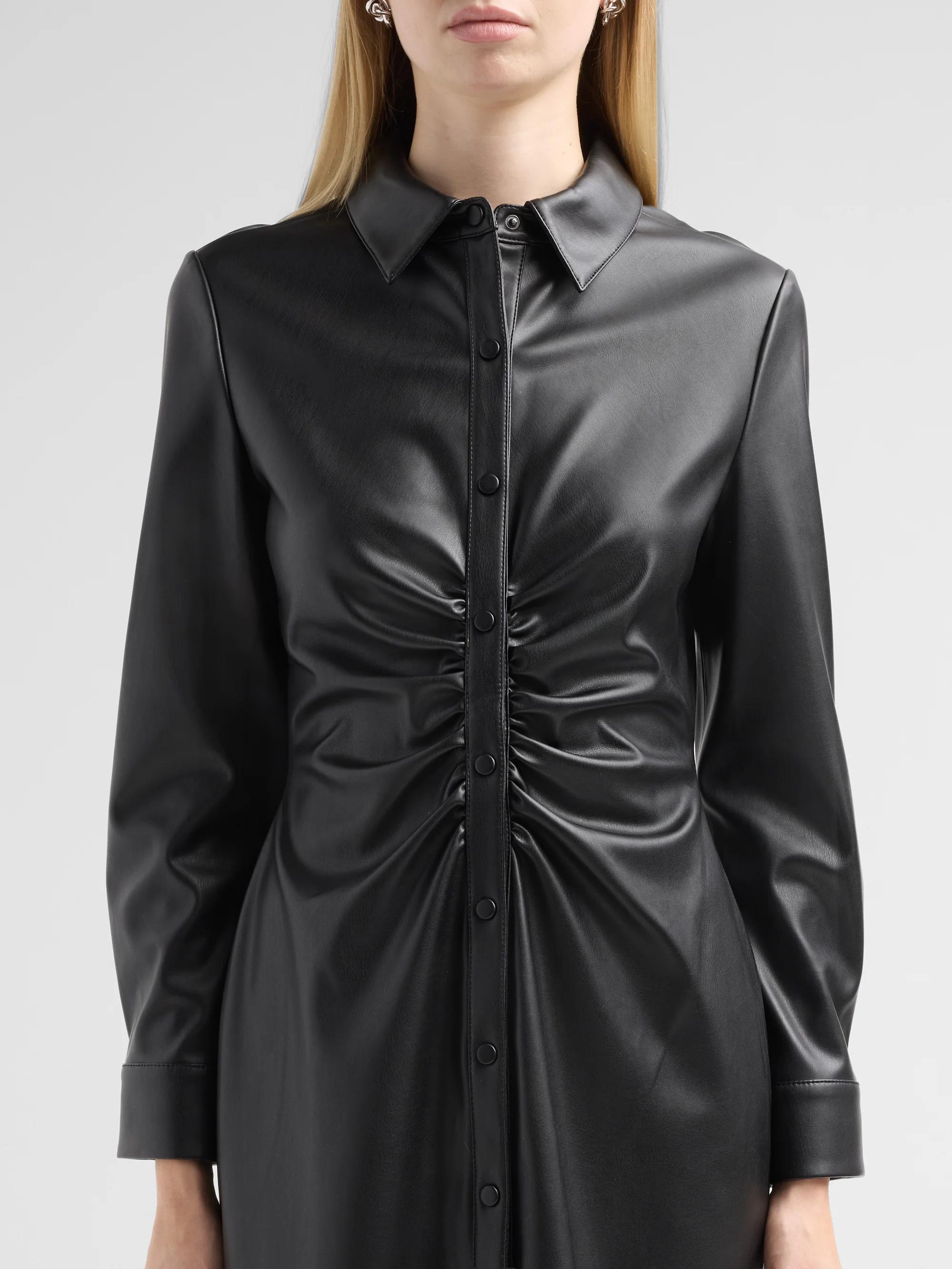 high neck leather mini dress Milly Reid Faux GILT Event June 2024