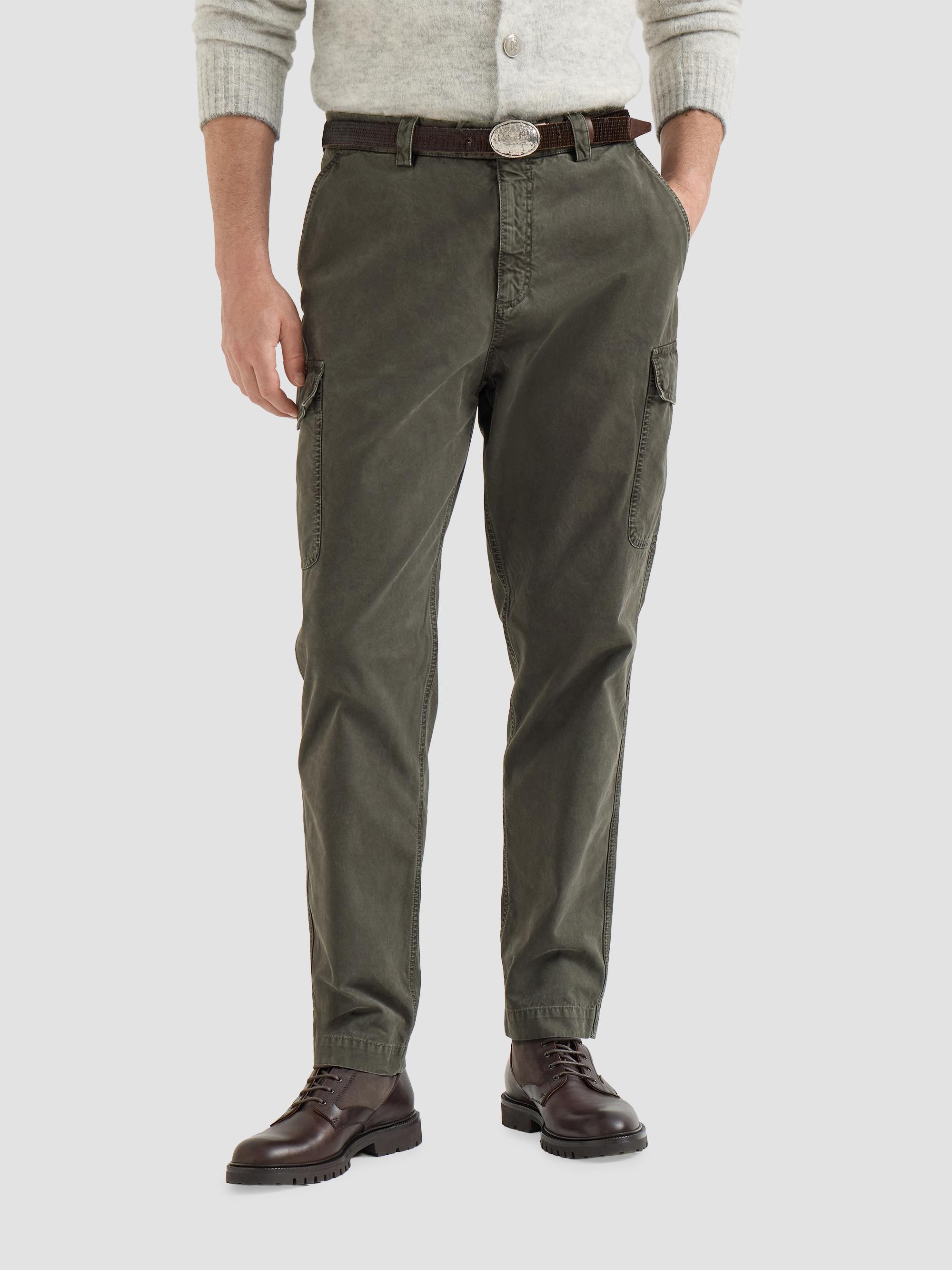 Brunello Cucinelli Peached Cotton Gabardine Trousers with Cargo