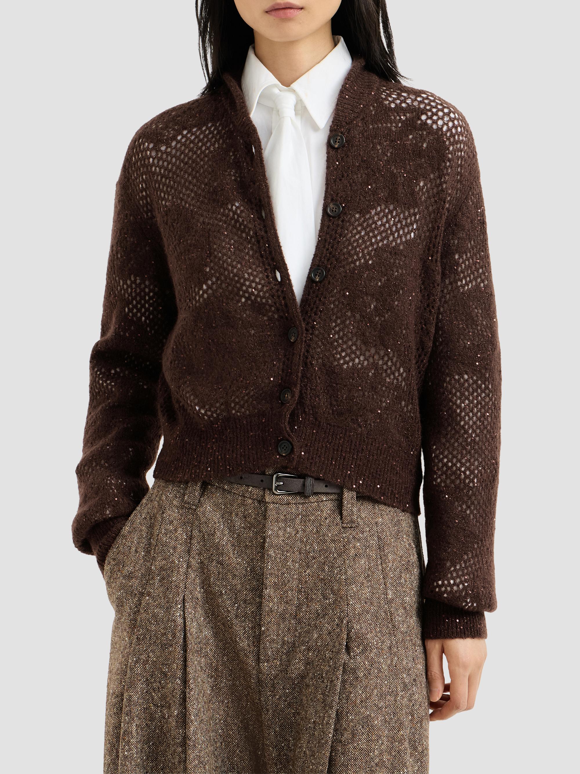 Lace Flowers Cardigan in Sparkling Mohair and Virgin Wool