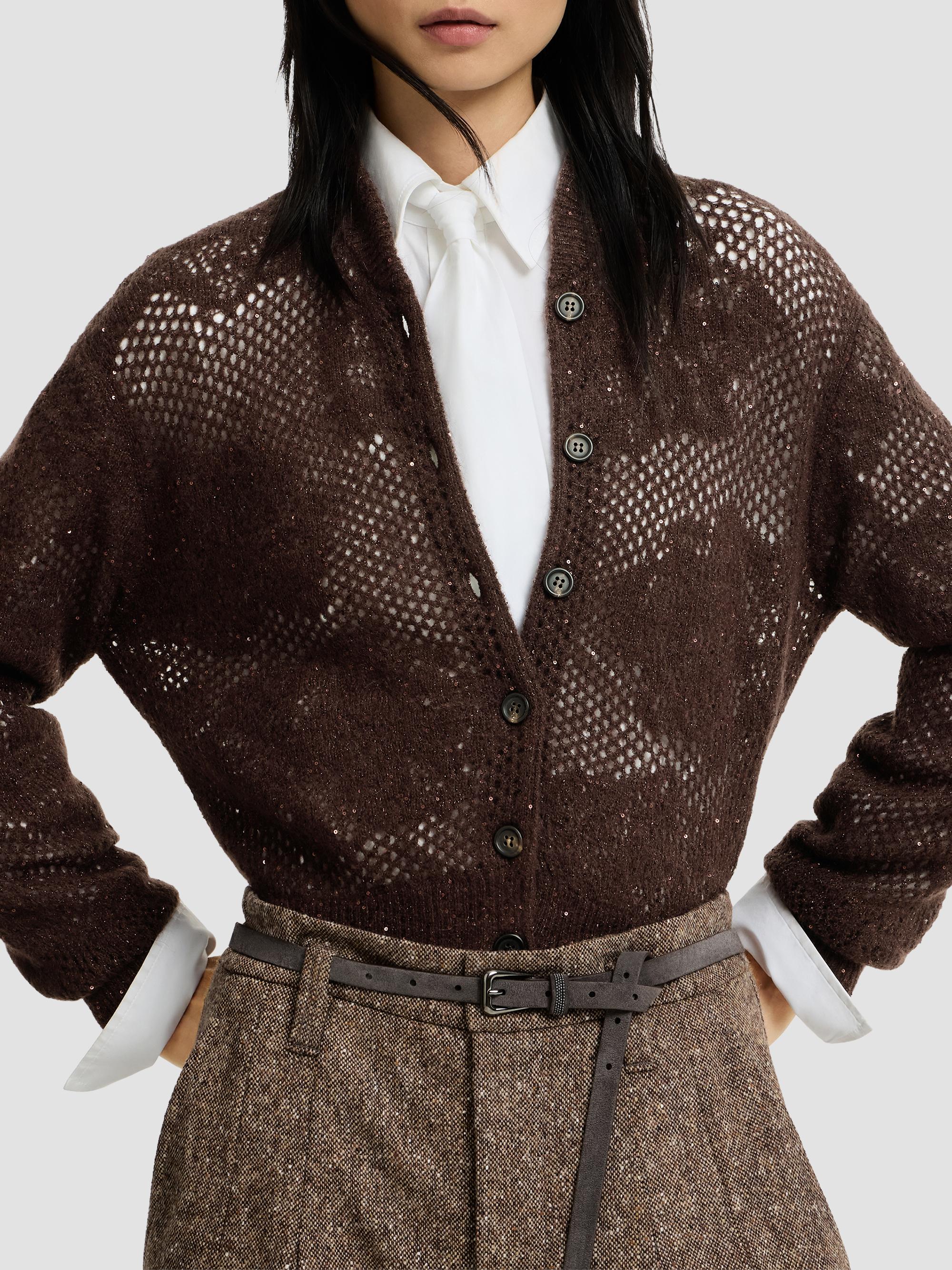 Lace Flowers Cardigan in Sparkling Mohair and Virgin Wool