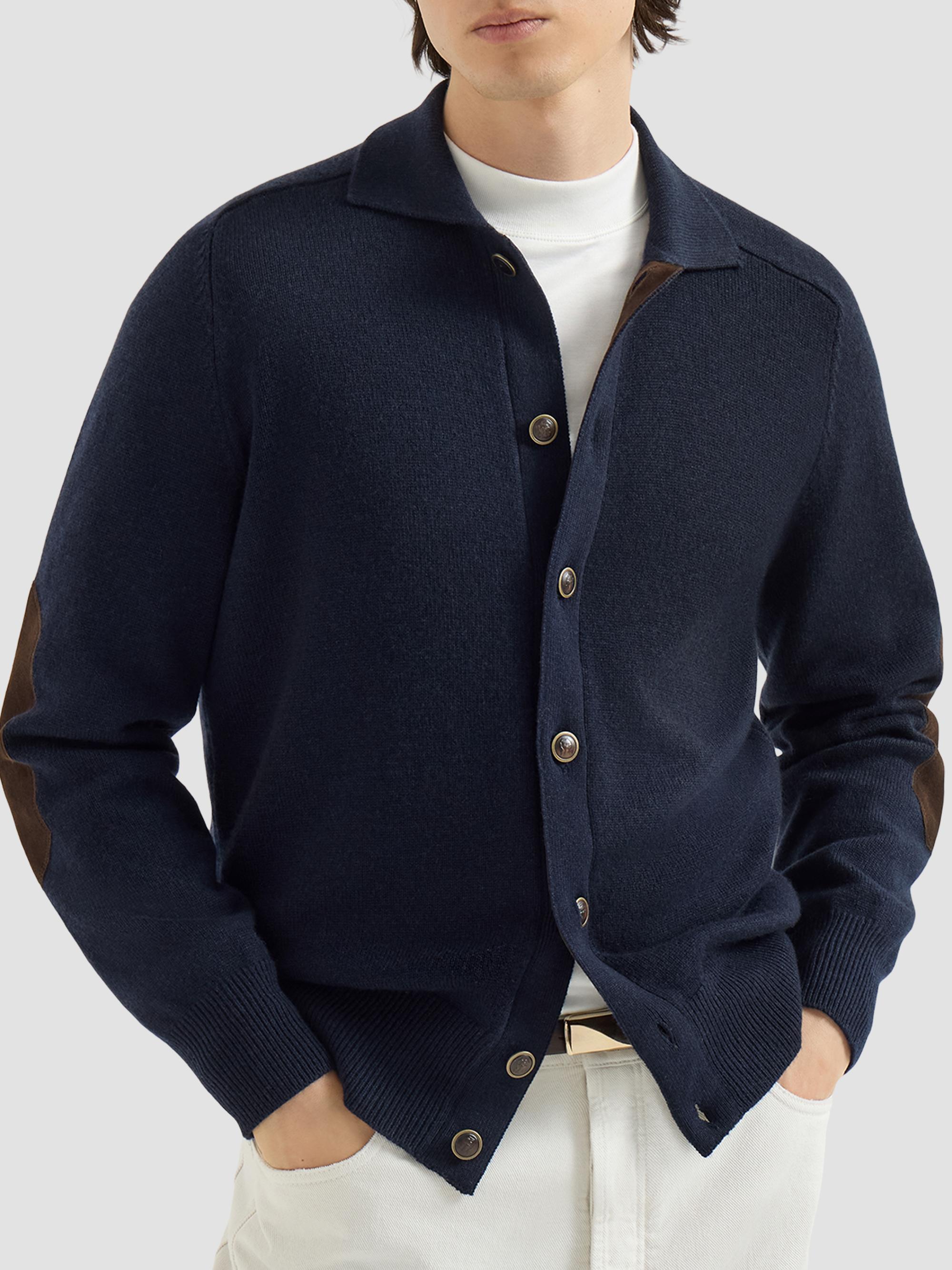 Brunello Cucinelli Cashmere Cardigan with Shirt-Style Collar and