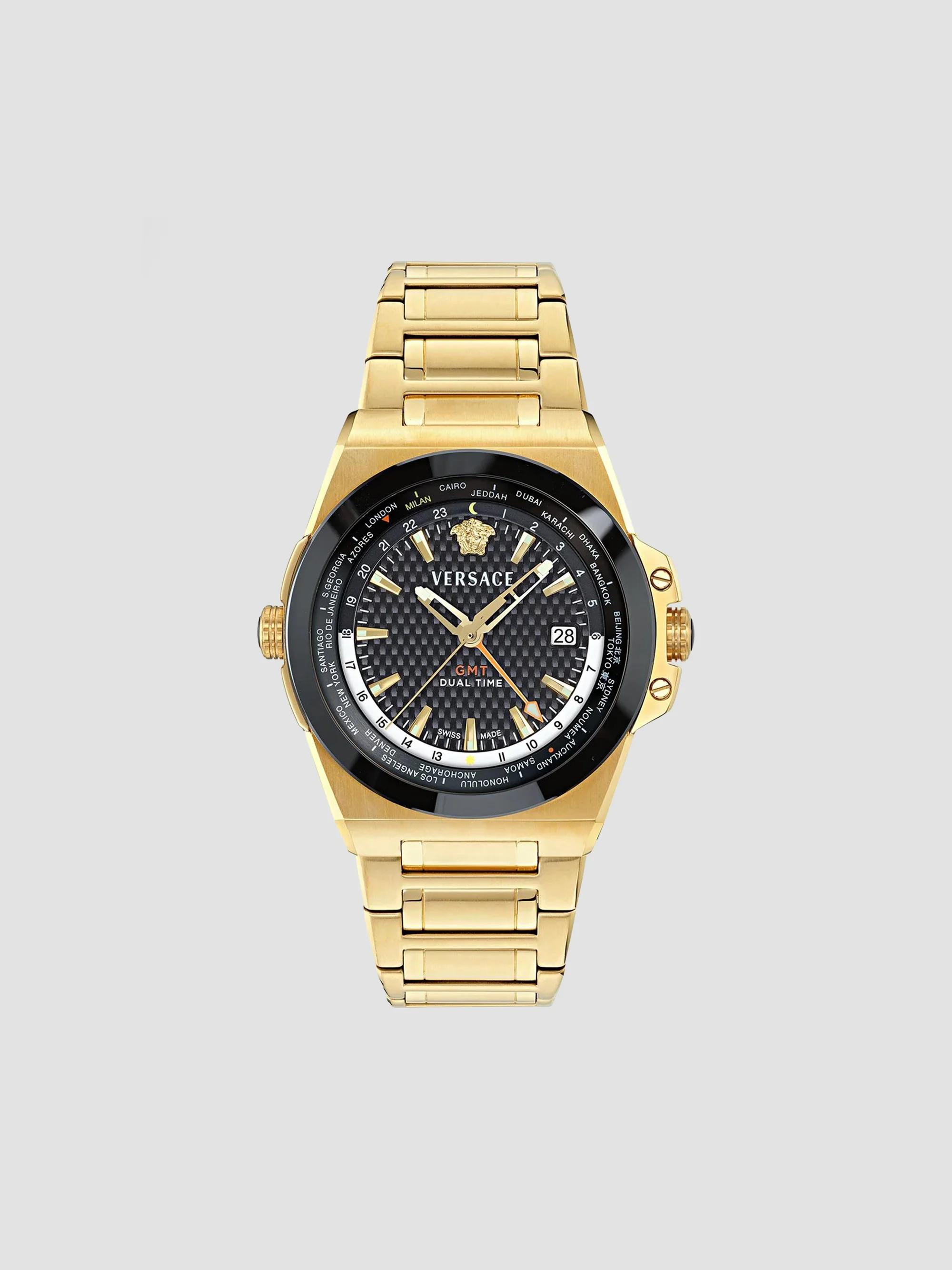Versace 45MM Greca Extreme Chrono Yellow Gold Watch | Saks Fifth